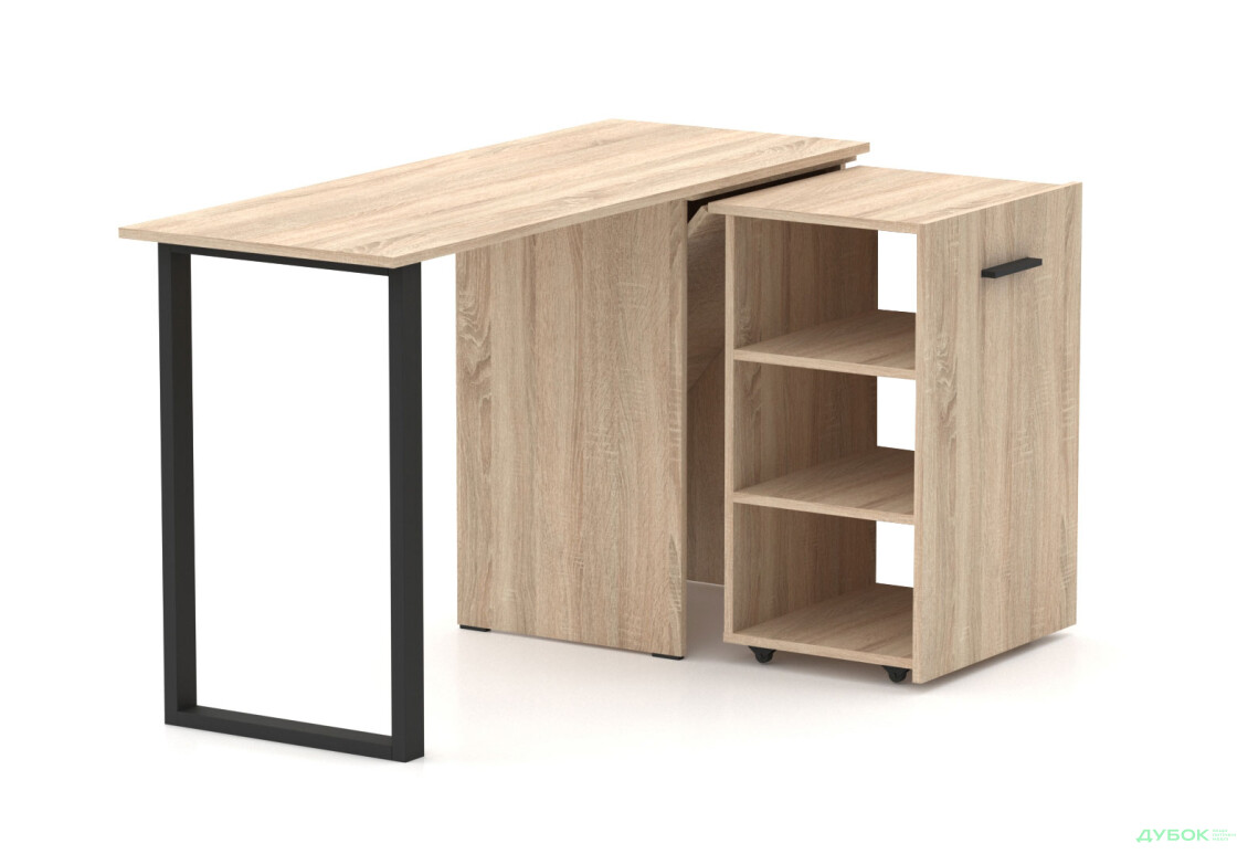 Изображение 2 - Стол-трансформер Knap Knap Hobana+Jambo / Хобана+Джамбо с дополнительной поворотной столешницей и полками, Дуб сонома