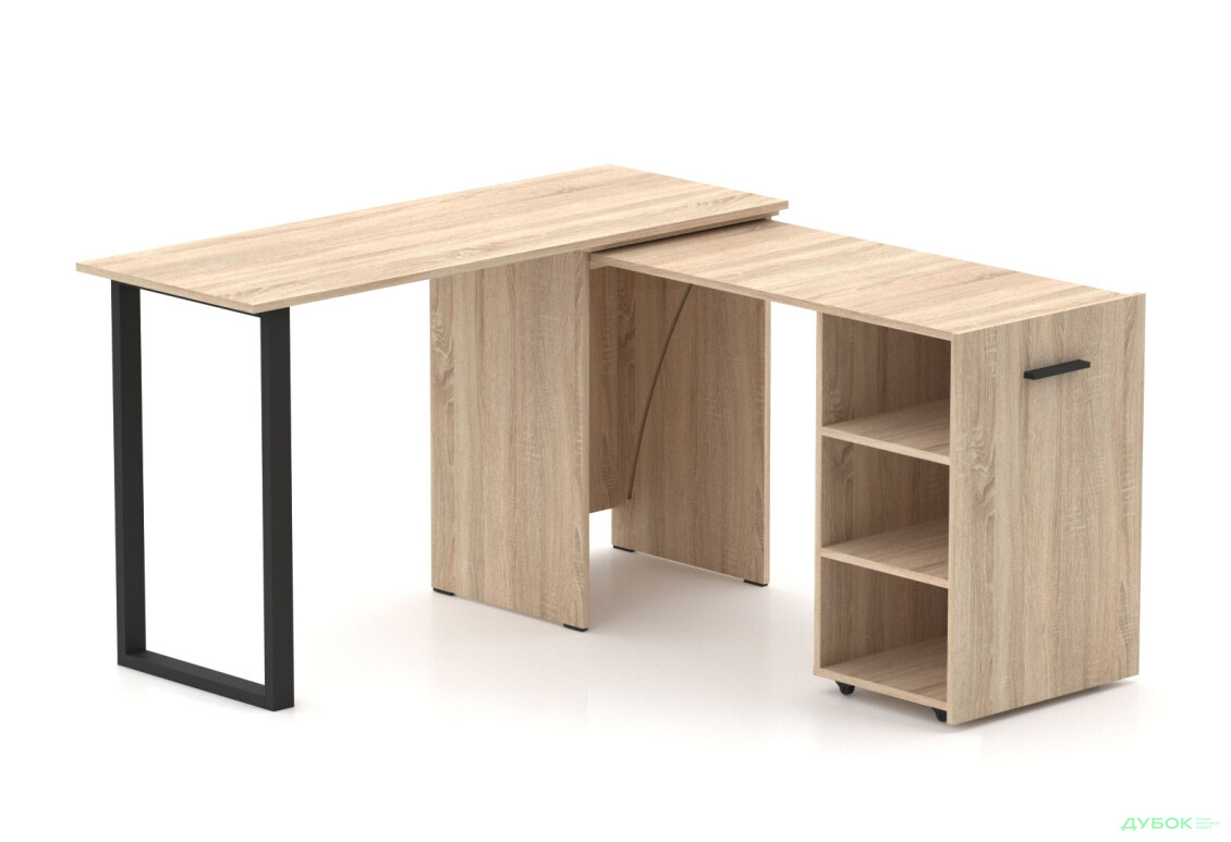 Стол-трансформер Knap Knap Hobana+Jambo / Хобана+Джамбо с дополнительной поворотной столешницей и полками, Дуб сонома