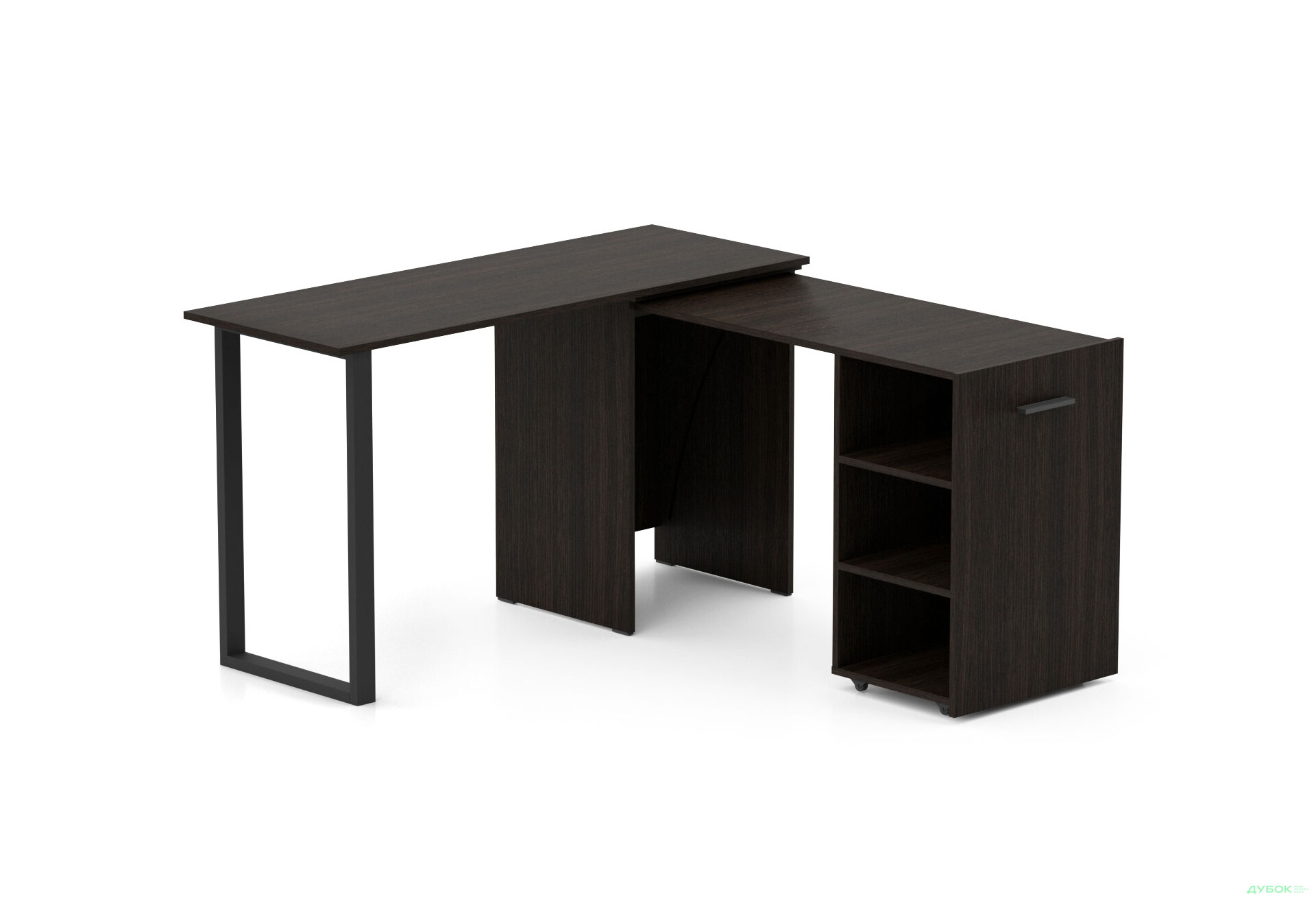 Изображение 1 - Стол-трансформер Knap Knap Hobana+Jambo / Хобана+Джамбо с дополнительной поворотной столешницей и полками, Венге