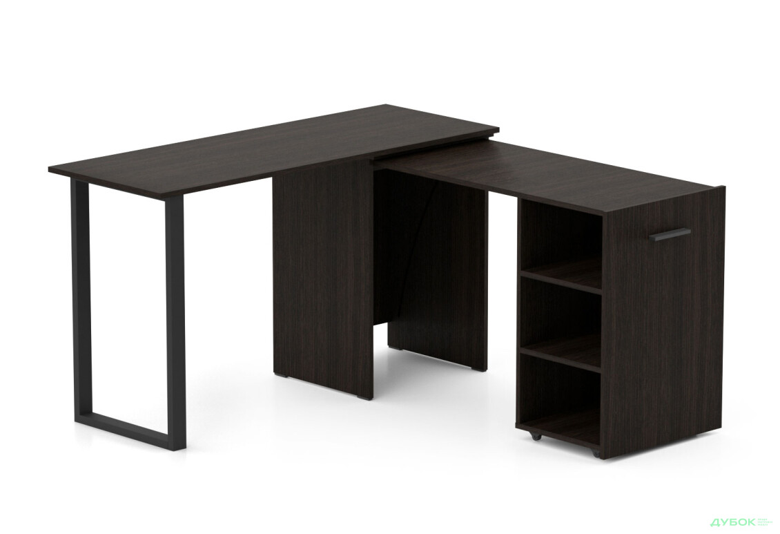 Стол-трансформер Knap Knap Hobana+Jambo / Хобана+Джамбо с дополнительной поворотной столешницей и полками, Венге