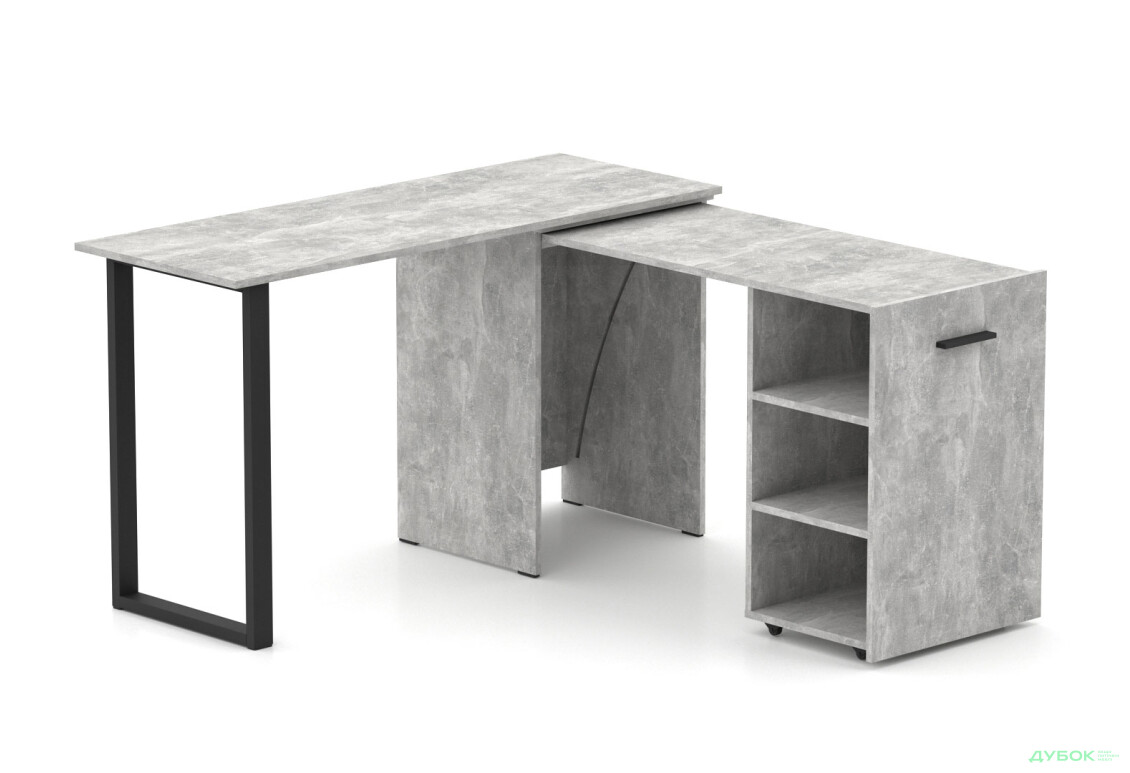 Стол-трансформер Knap Knap Hobana+Jambo / Хобана+Джамбо с дополнительной поворотной столешницей и полками, Ателье светлый