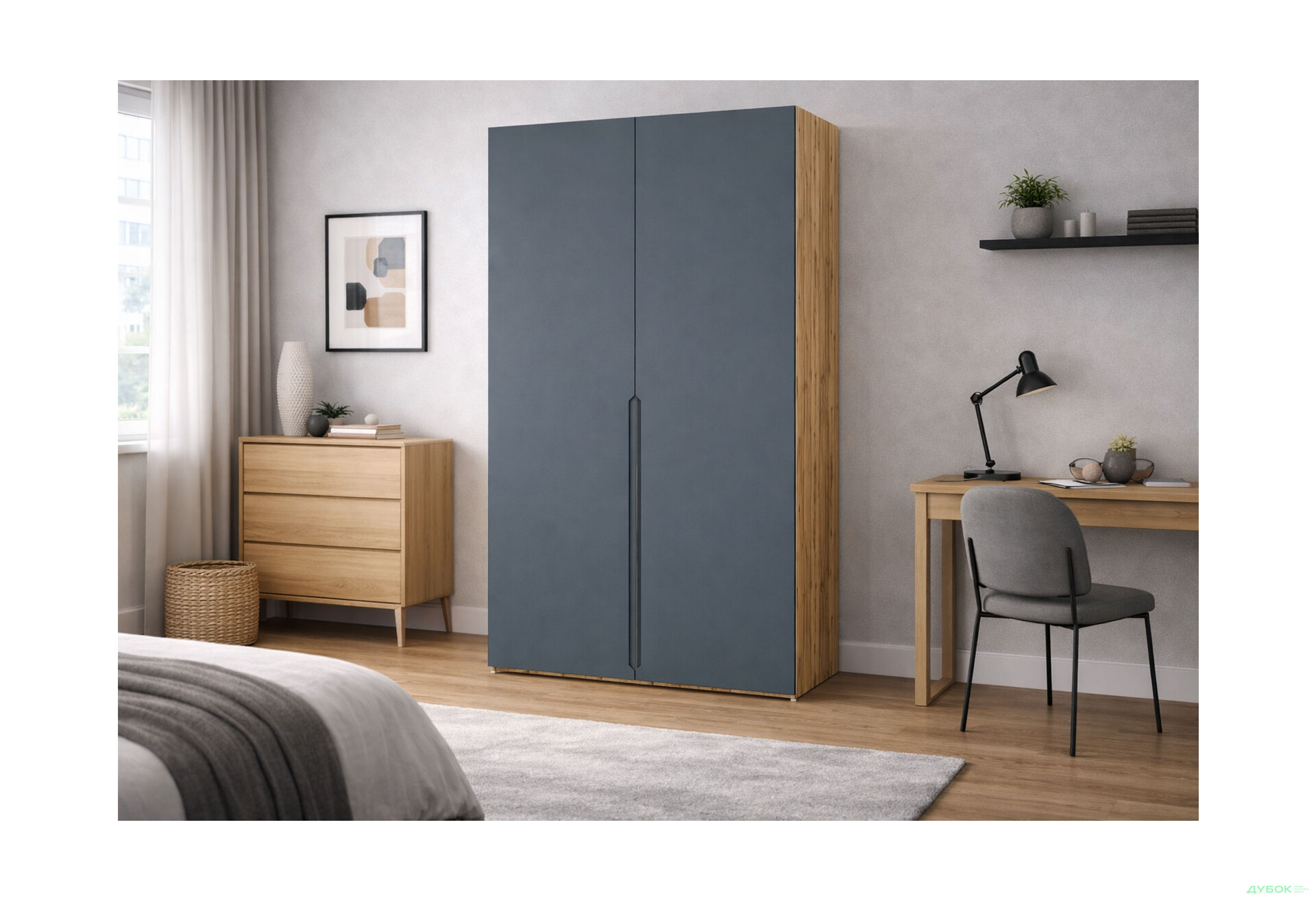 Зображення 2 - Шафа VIP-master Неаполь 2-дверний 100 см Дуб аппалачі / антрацит