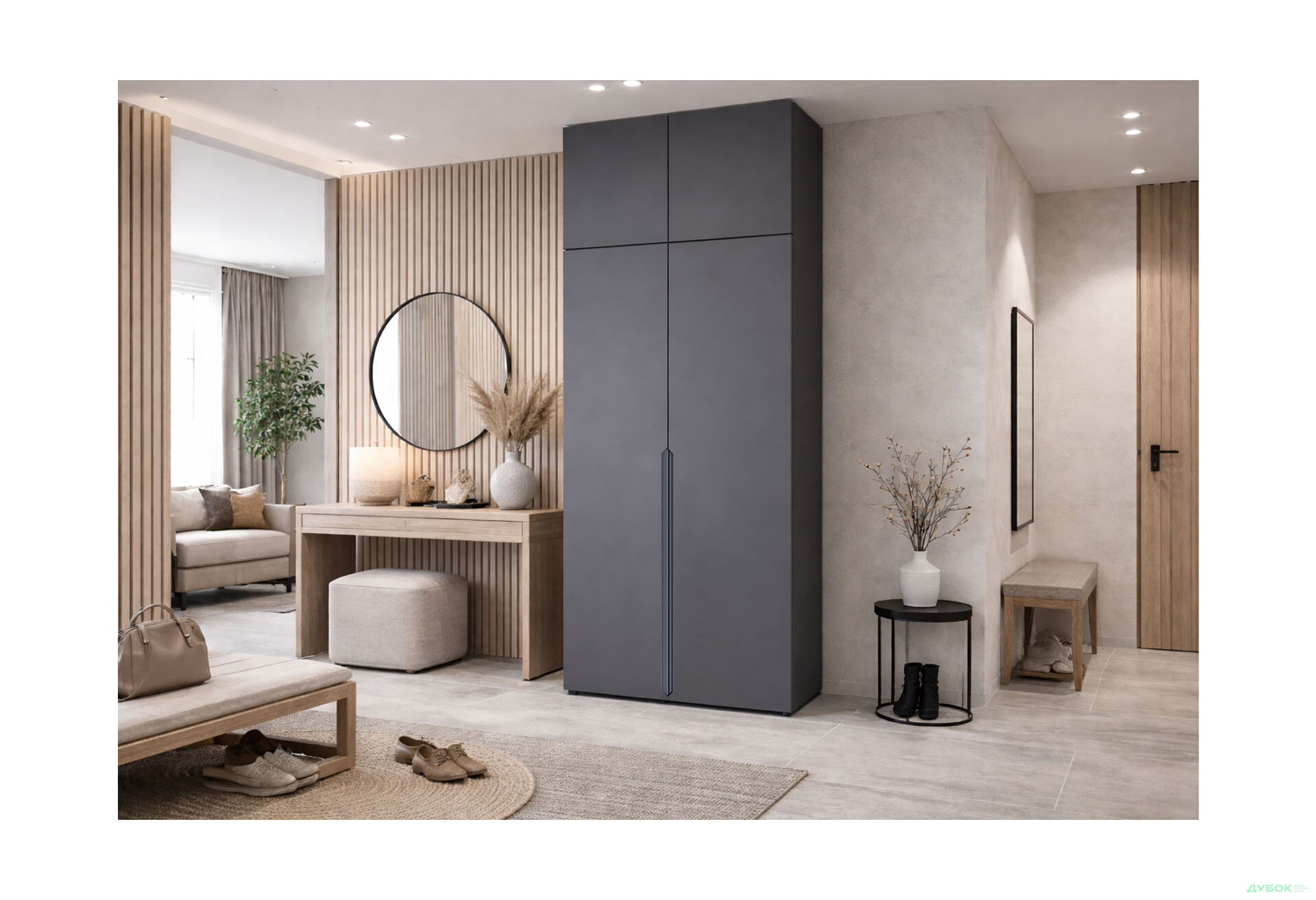 Зображення 2 - Шафа VIP-master Неаполь 2-дверний з антресолею 100 см Антрацит