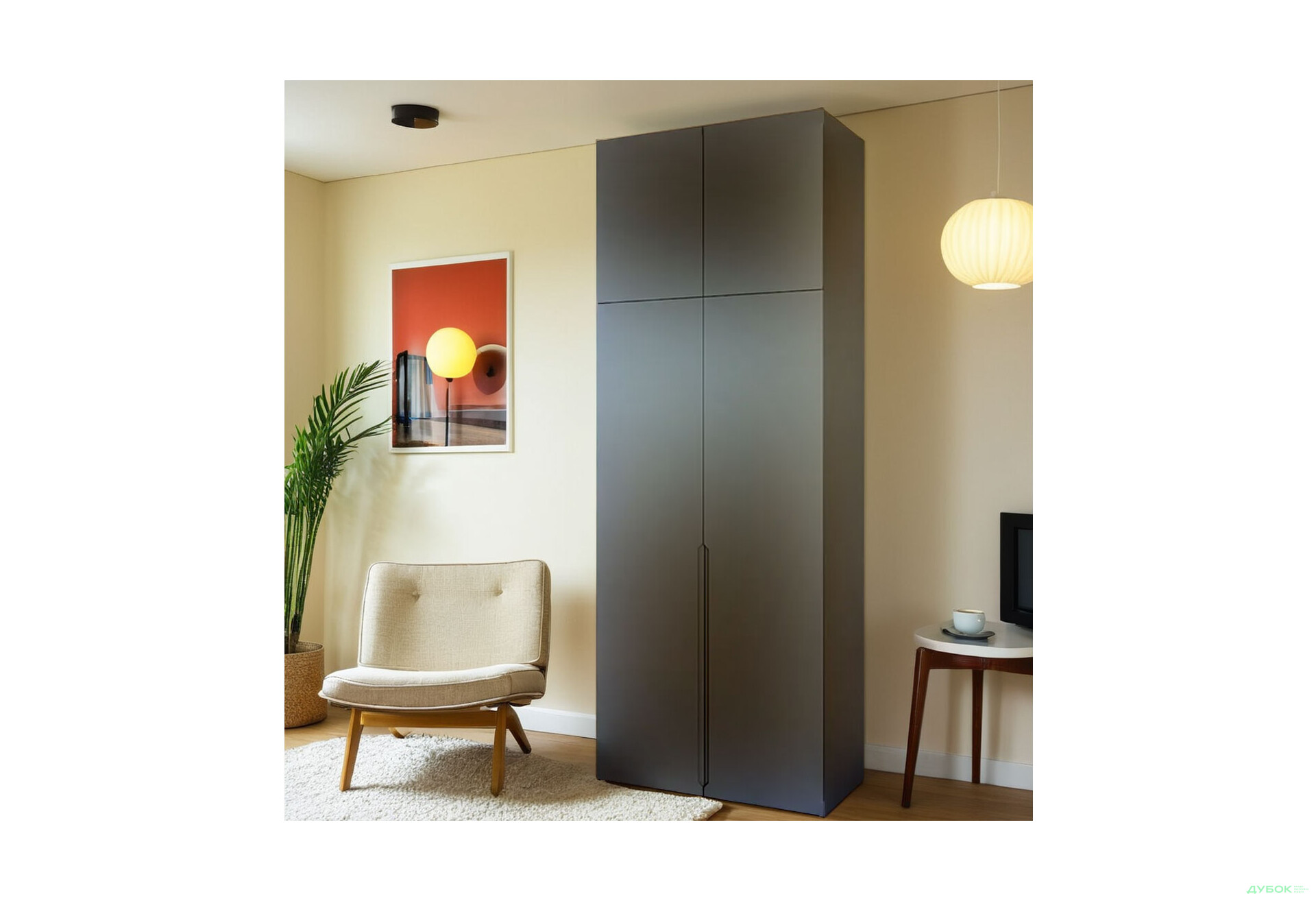 Шкаф Вип-Мастер Неаполь 2-дверный с антресолью 100 см Антрацит - Изображение 3 Изображение 3 - Шкаф Вип-Мастер Неаполь 2-дверный с антресолью 100 см Антрацит