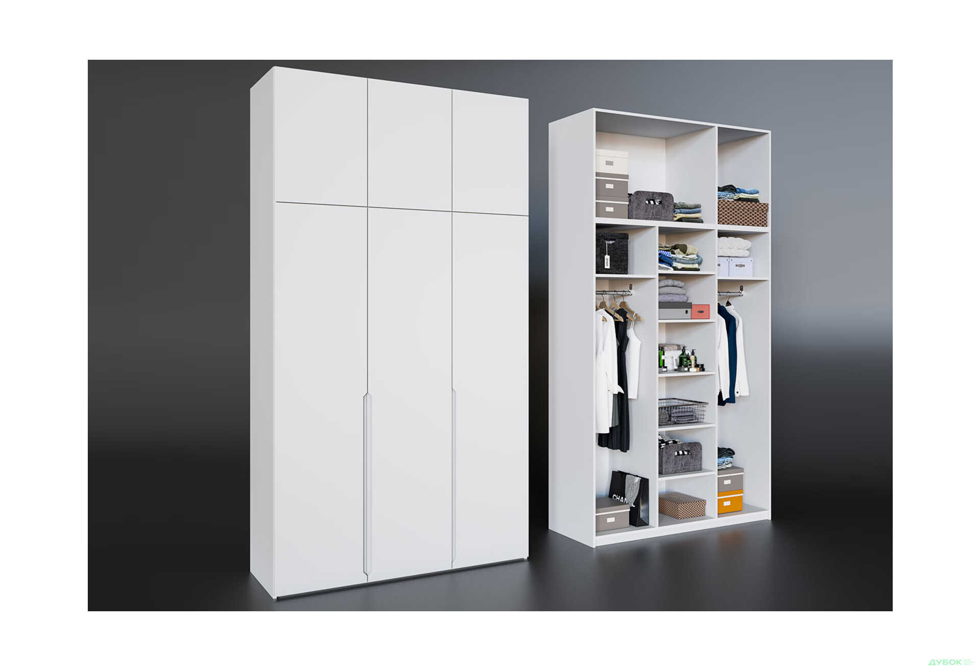 Шафа VIP-master Неаполь 3-дверна з антресолею 150 см Біла - Зображення 2 Зображення 2 - Шафа VIP-master Неаполь 3-дверна з антресолею 150 см Біла