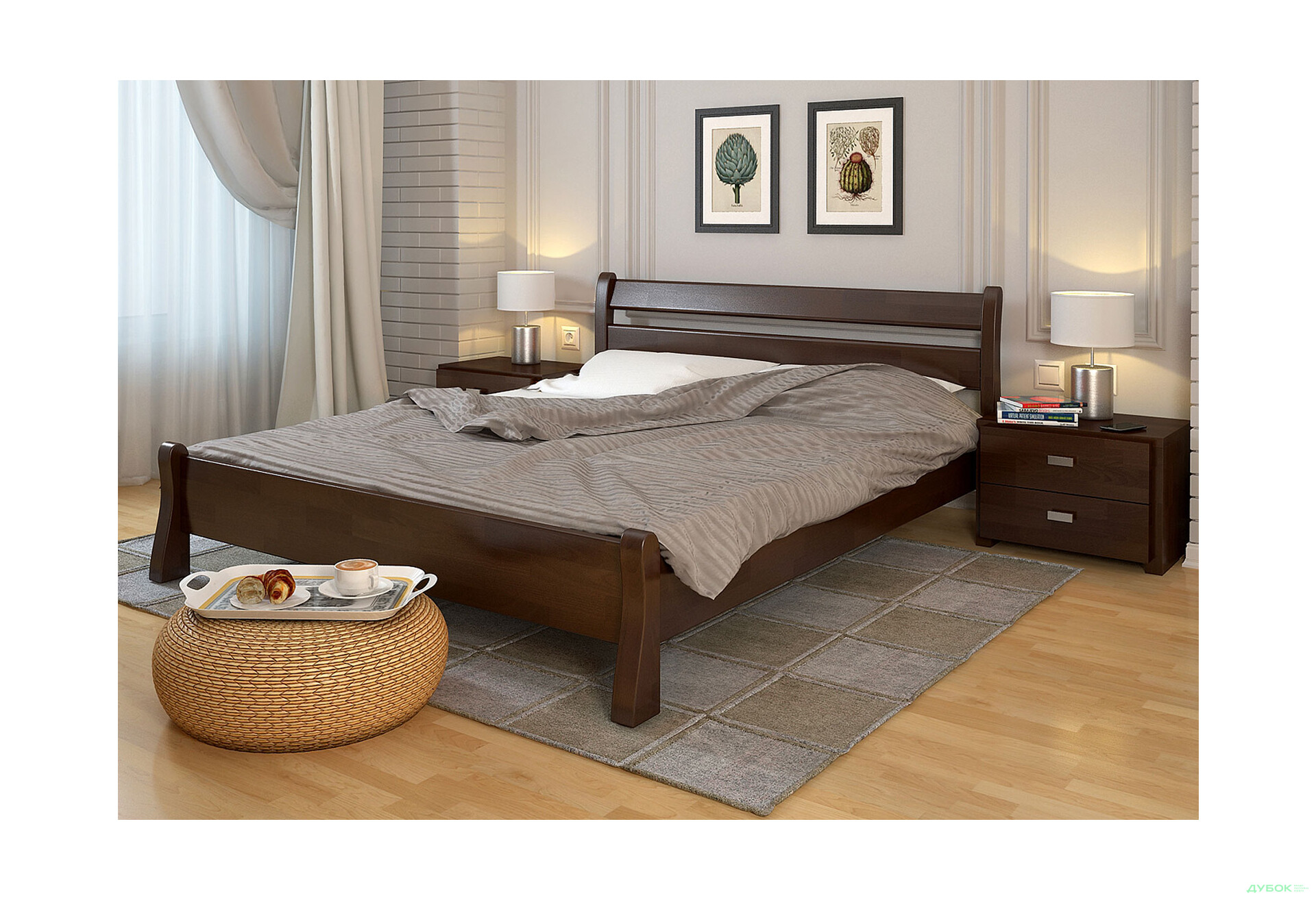 Зображення 6 - Ліжко Arbor Drev Венеція 180х190, сосна, темний горіх