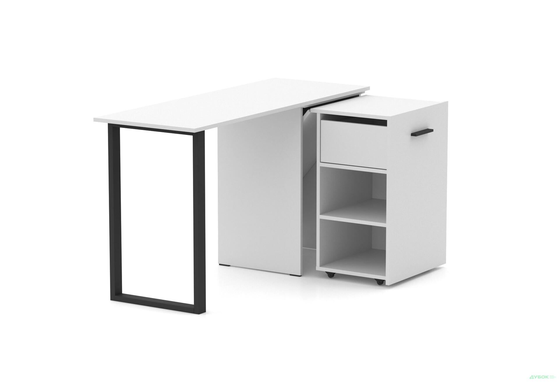 Изображение 2 - Стол-трансформер Knap Knap Hobana+Jambo / Хобана+Джамбо Ш1 с дополнительной поворотной столешницей, полками и ящиком, Белый