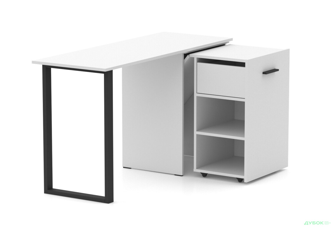 Изображение 2 - Стол-трансформер Knap Knap Hobana+Jambo / Хобана+Джамбо Ш1 с дополнительной поворотной столешницей, полками и ящиком, Белый