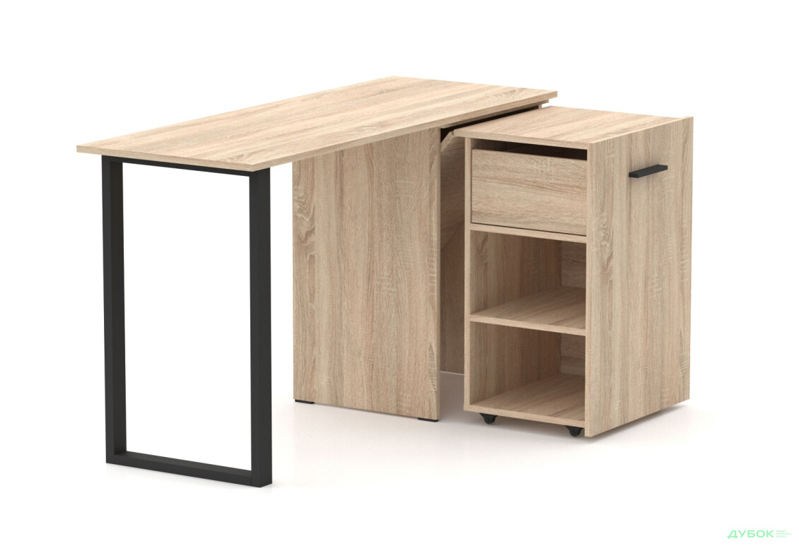 Изображение 2 - Стол-трансформер Knap Knap Hobana+Jambo / Хобана+Джамбо Ш1 с дополнительной поворотной столешницей, полками и ящиком, Дуб сонома