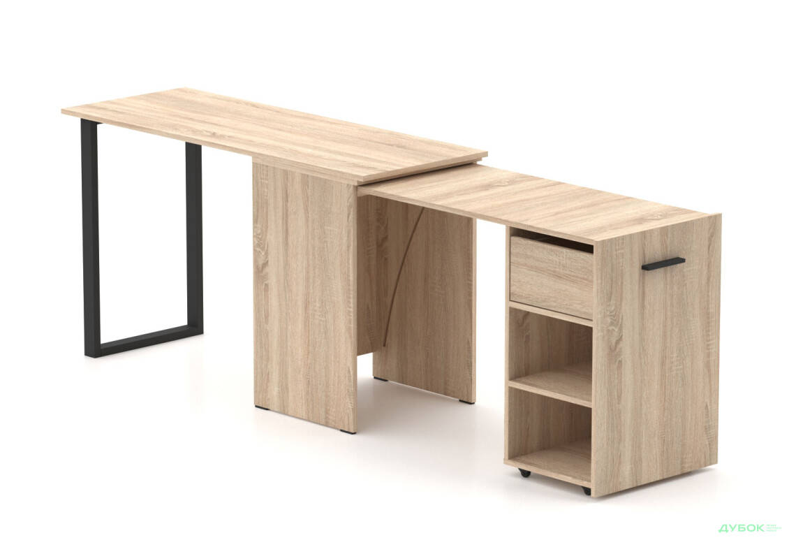 Изображение 4 - Стол-трансформер Knap Knap Hobana+Jambo / Хобана+Джамбо Ш1 с дополнительной поворотной столешницей, полками и ящиком, Дуб сонома