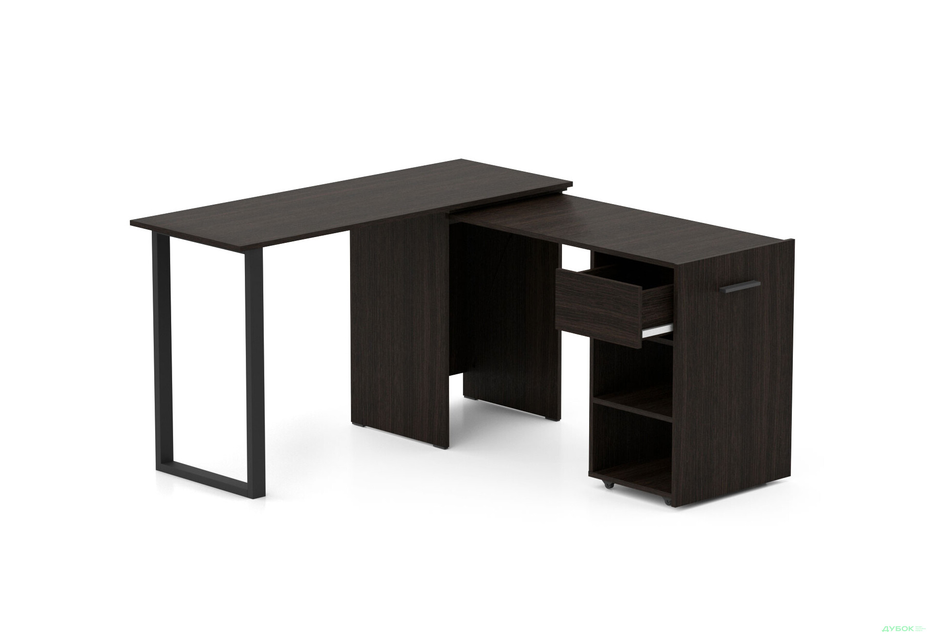 Изображение 1 - Стол-трансформер Knap Knap Hobana+Jambo / Хобана+Джамбо Ш1 с дополнительной поворотной столешницей, полками и ящиком, Венге