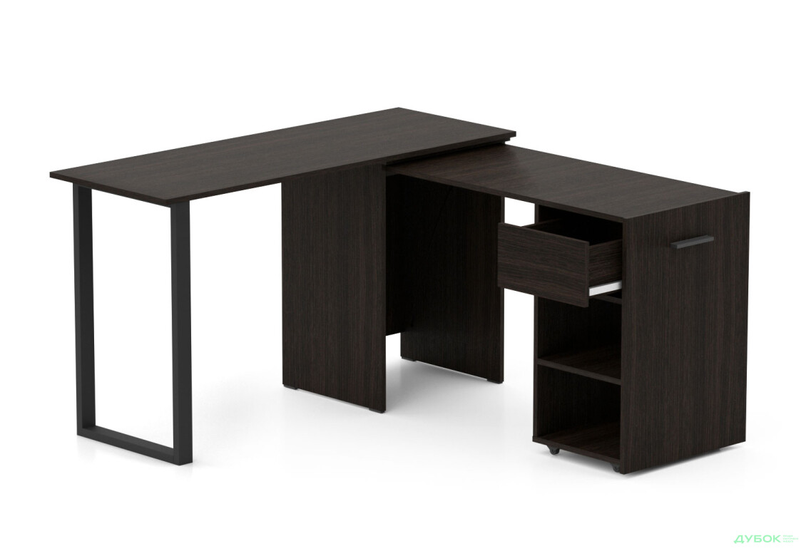 Стол-трансформер Knap Knap Hobana+Jambo / Хобана+Джамбо Ш1 с дополнительной поворотной столешницей, полками и ящиком, Венге