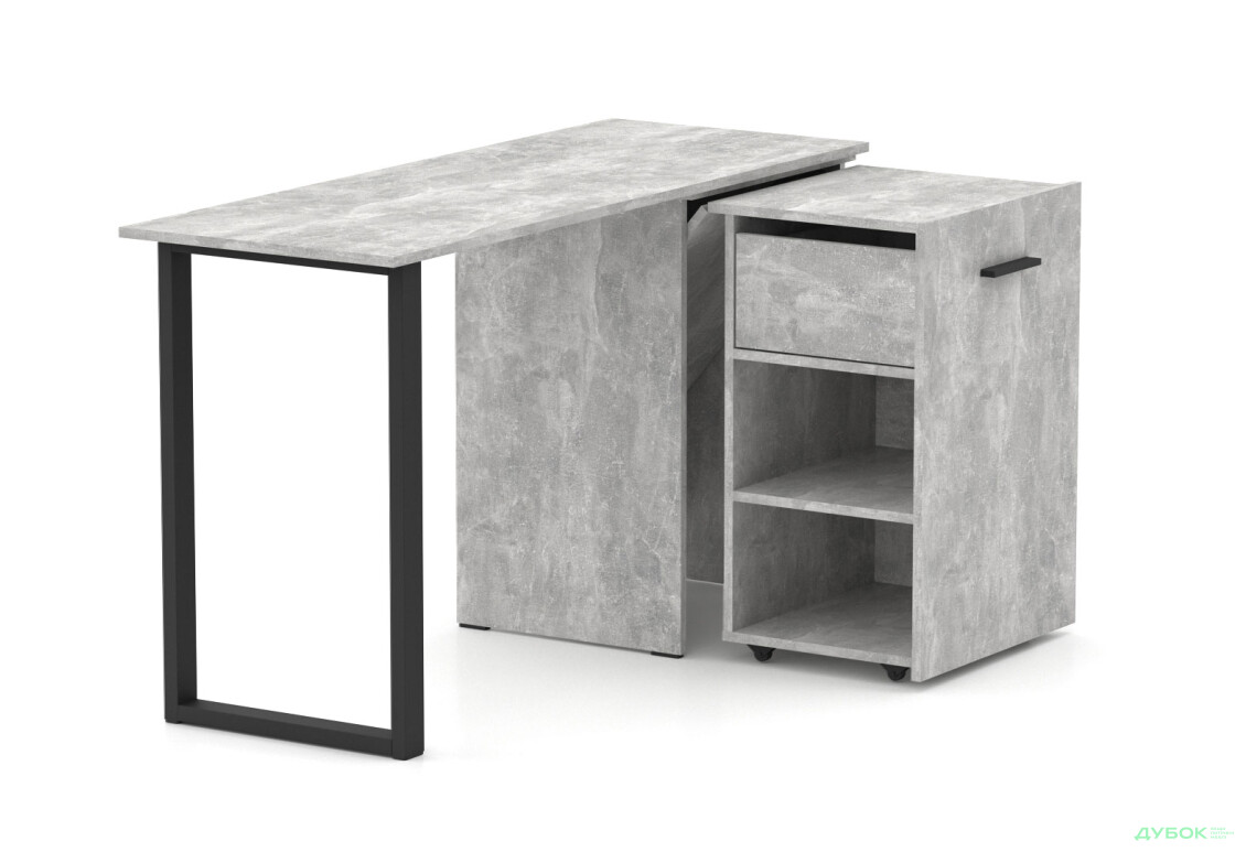 Изображение 2 - Стол-трансформер Knap Knap Hobana+Jambo / Хобана+Джамбо Ш1 с дополнительной поворотной столешницей, полками и ящиком, Ателье светлый