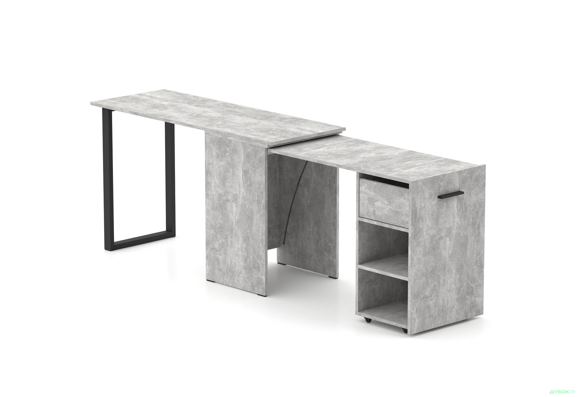 Изображение 4 - Стол-трансформер Knap Knap Hobana+Jambo / Хобана+Джамбо Ш1 с дополнительной поворотной столешницей, полками и ящиком, Ателье светлый