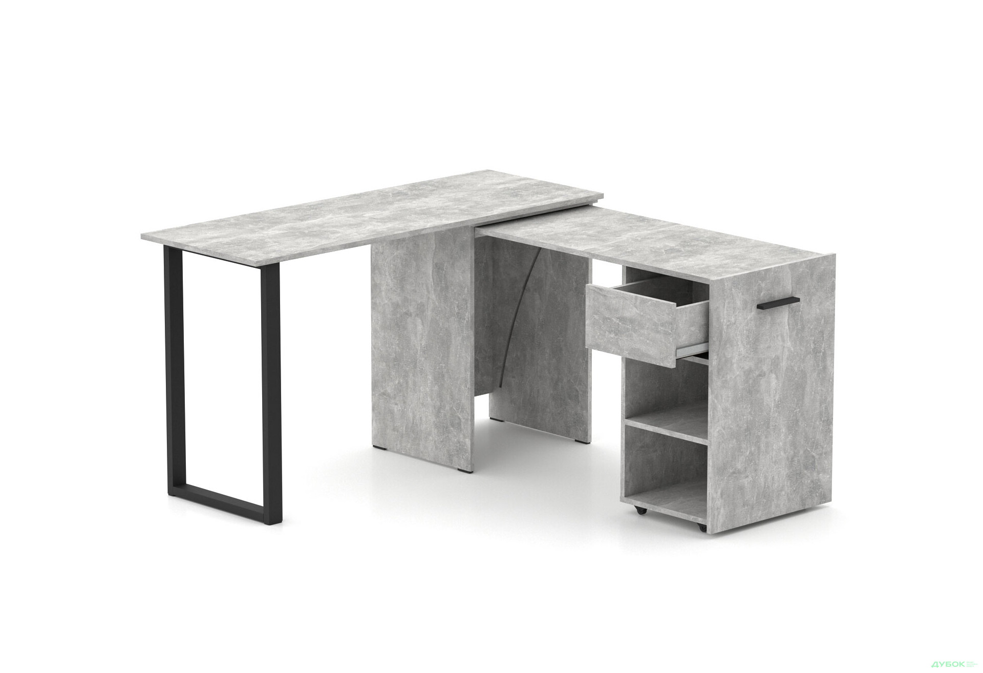 Изображение 1 - Стол-трансформер Knap Knap Hobana+Jambo / Хобана+Джамбо Ш1 с дополнительной поворотной столешницей, полками и ящиком, Ателье светлый