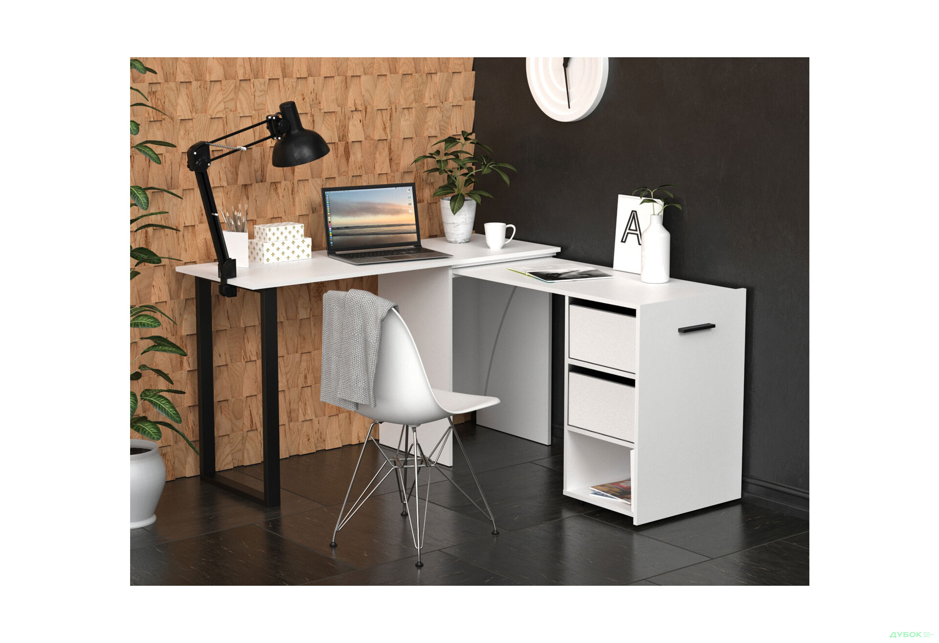 Изображение 6 - Стол-трансформер Knap Knap Hobana+Jambo / Хобана+Джамбо Ш2 с дополнительной поворотной столешницей, полкой и ящиками, Белый