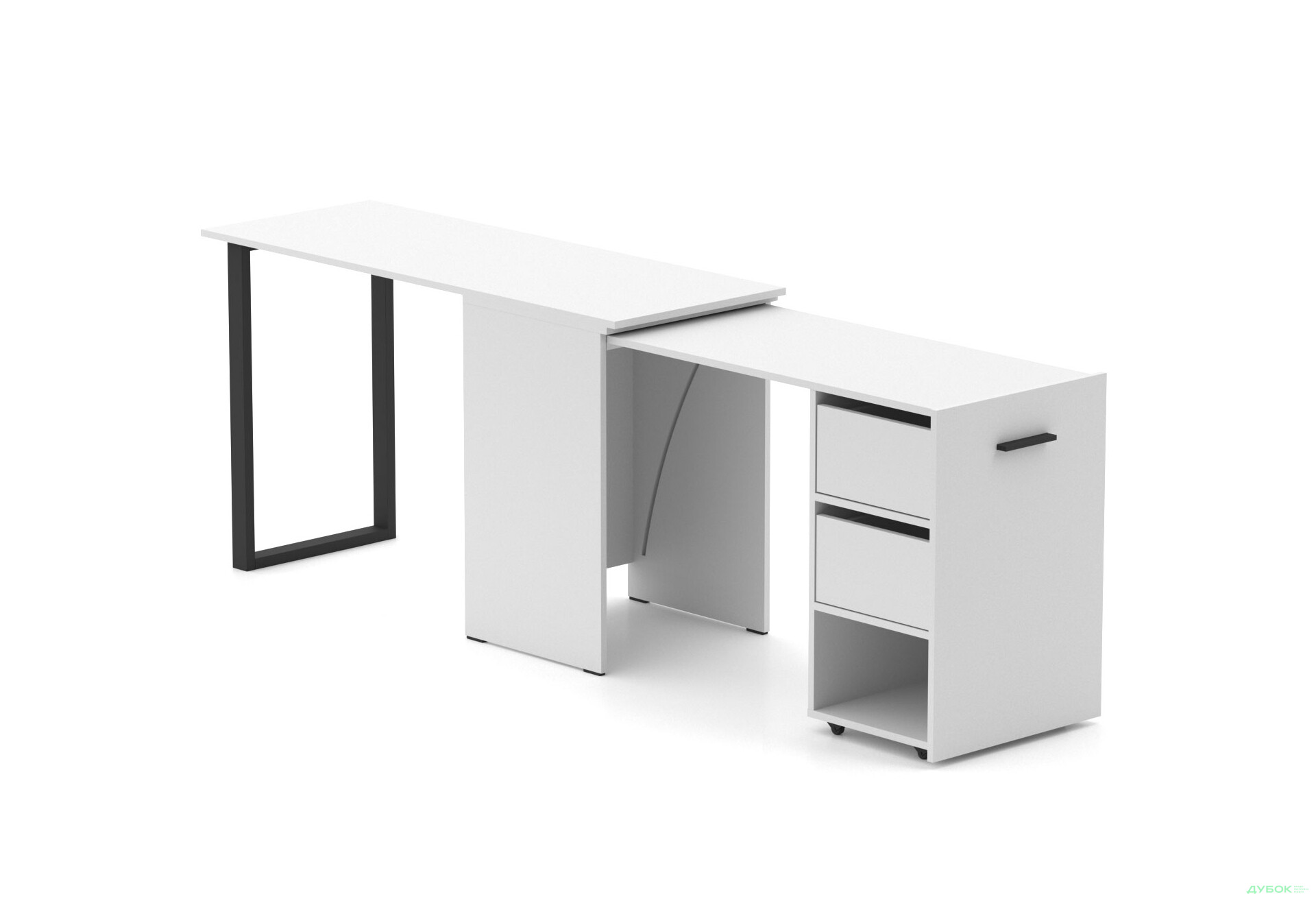 Изображение 4 - Стол-трансформер Knap Knap Hobana+Jambo / Хобана+Джамбо Ш2 с дополнительной поворотной столешницей, полкой и ящиками, Белый