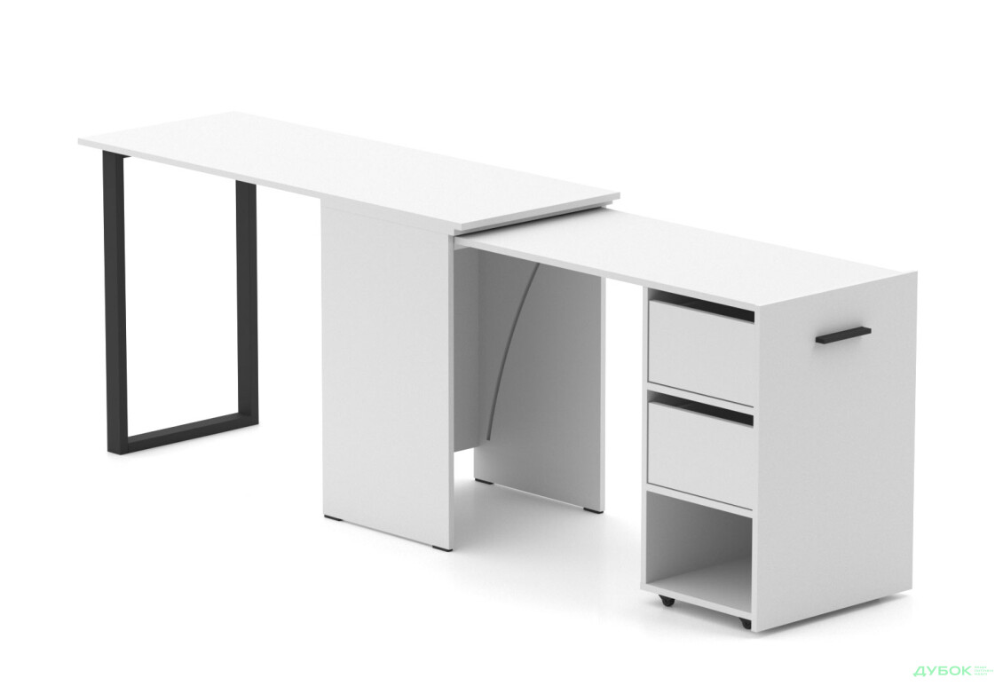 Изображение 4 - Стол-трансформер Knap Knap Hobana+Jambo / Хобана+Джамбо Ш2 с дополнительной поворотной столешницей, полкой и ящиками, Белый