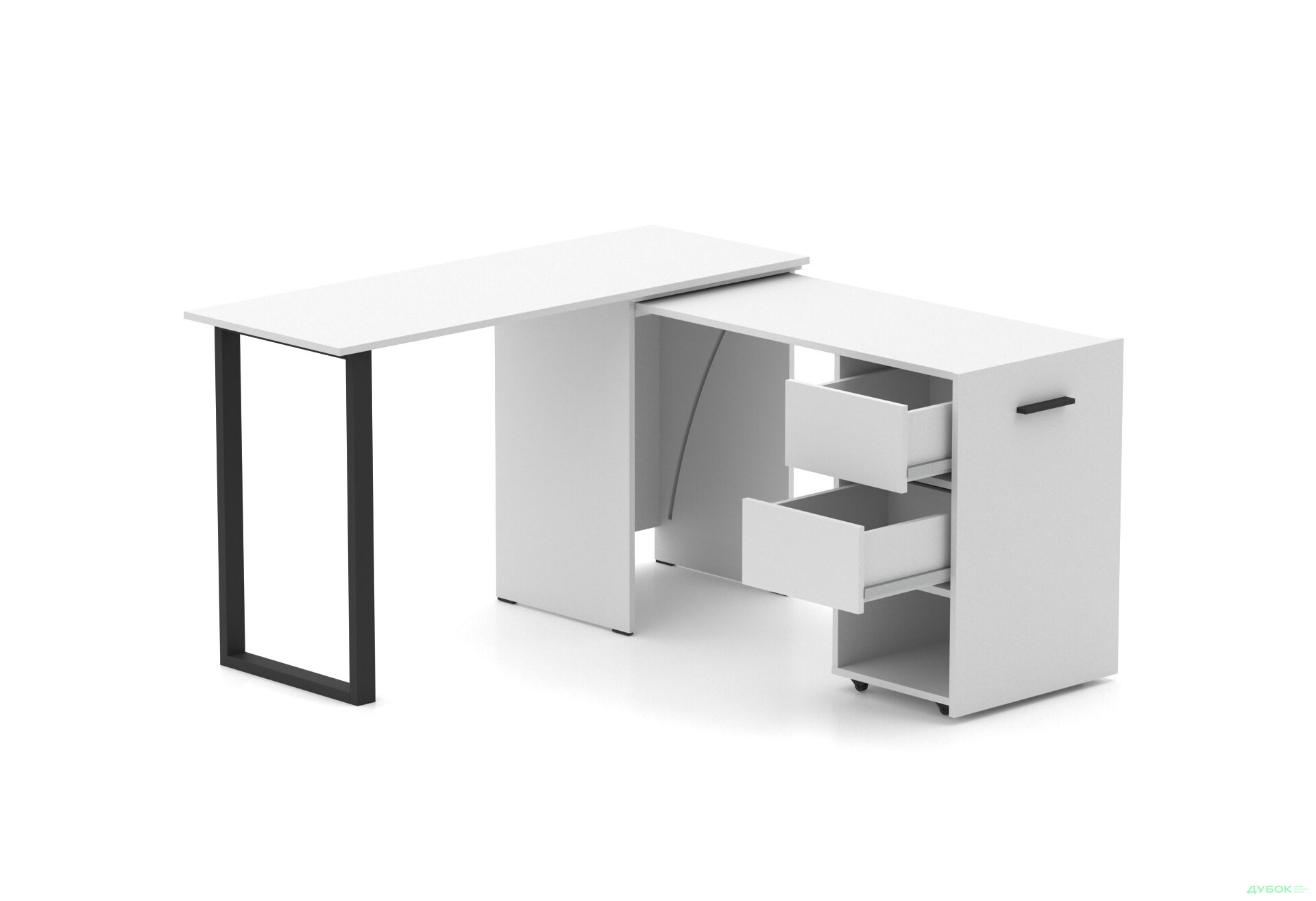 Изображение 1 - Стол-трансформер Knap Knap Hobana+Jambo / Хобана+Джамбо Ш2 с дополнительной поворотной столешницей, полкой и ящиками, Белый