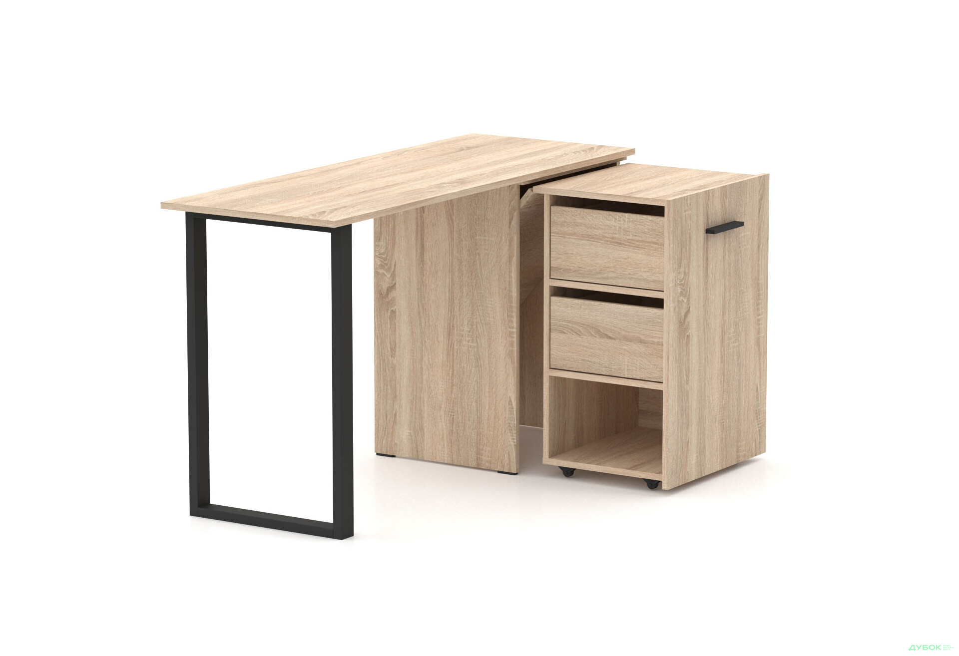 Изображение 2 - Стол-трансформер Knap Knap Hobana+Jambo / Хобана+Джамбо Ш2 с дополнительной поворотной столешницей, полкой и ящиками, Дуб сонома