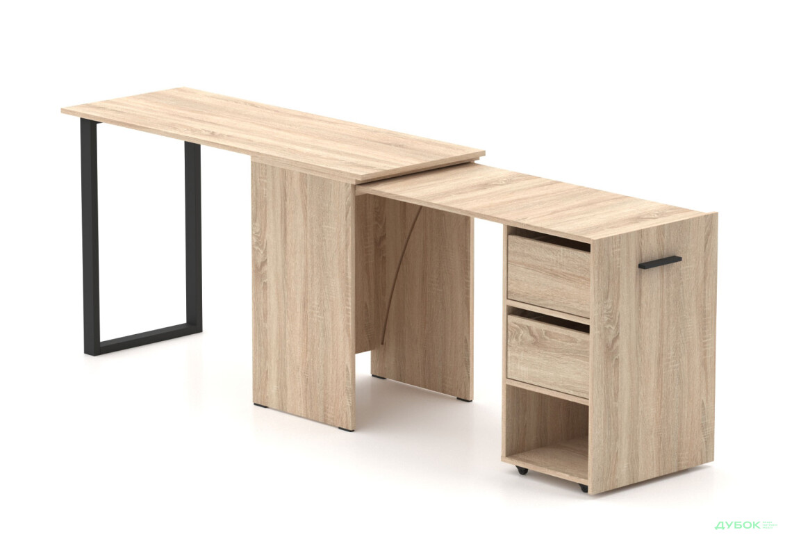 Изображение 4 - Стол-трансформер Knap Knap Hobana+Jambo / Хобана+Джамбо Ш2 с дополнительной поворотной столешницей, полкой и ящиками, Дуб сонома