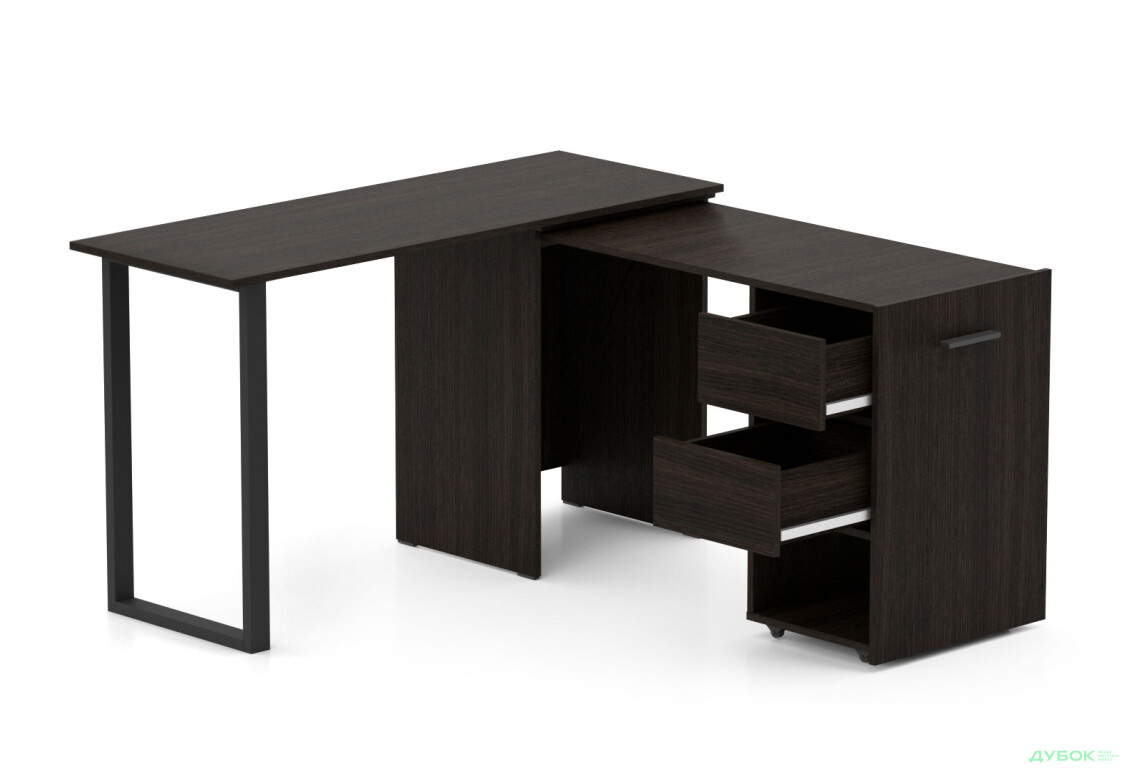 Стол-трансформер Knap Knap Hobana+Jambo / Хобана+Джамбо Ш2 с дополнительной поворотной столешницей, полкой и ящиками, Венге