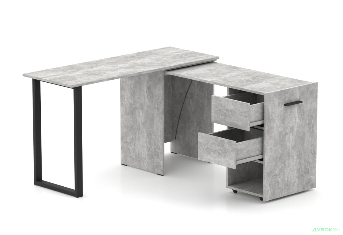 Стол-трансформер Knap Knap Hobana+Jambo / Хобана+Джамбо Ш2 с дополнительной поворотной столешницей, полкой и ящиками, Ателье светлый