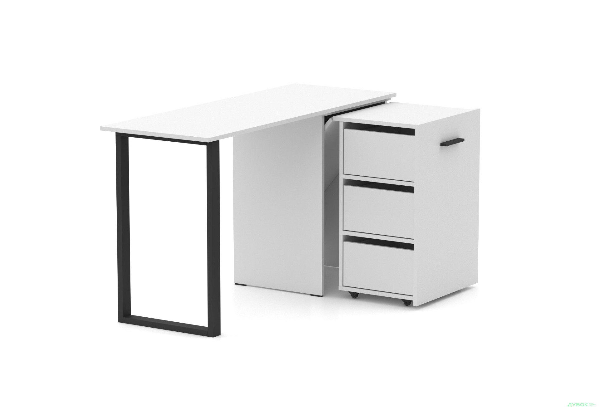 Зображення 2 - Стіл-трансформер Knap Knap Hobana+Jambo / Хобана+Джамбо Ш3 з додатковою поворотною стільницею та шухлядами, Білий