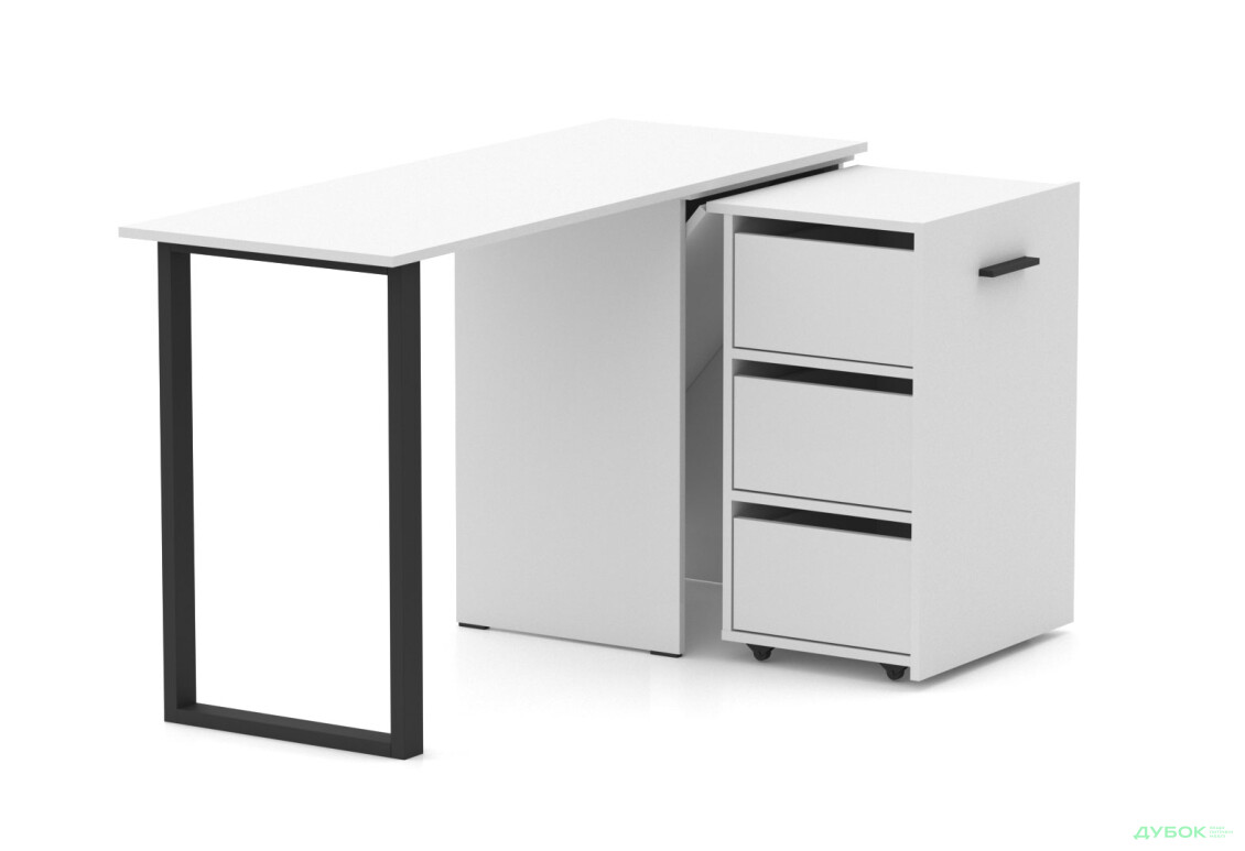 Зображення 2 - Стіл-трансформер Knap Knap Hobana+Jambo / Хобана+Джамбо Ш3 з додатковою поворотною стільницею та шухлядами, Білий