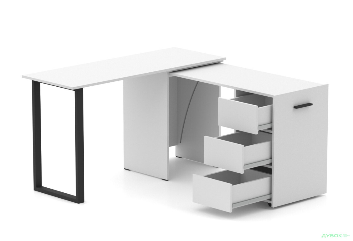 Стіл-трансформер Knap Knap Hobana+Jambo / Хобана+Джамбо Ш3 з додатковою поворотною стільницею та шухлядами, Білий