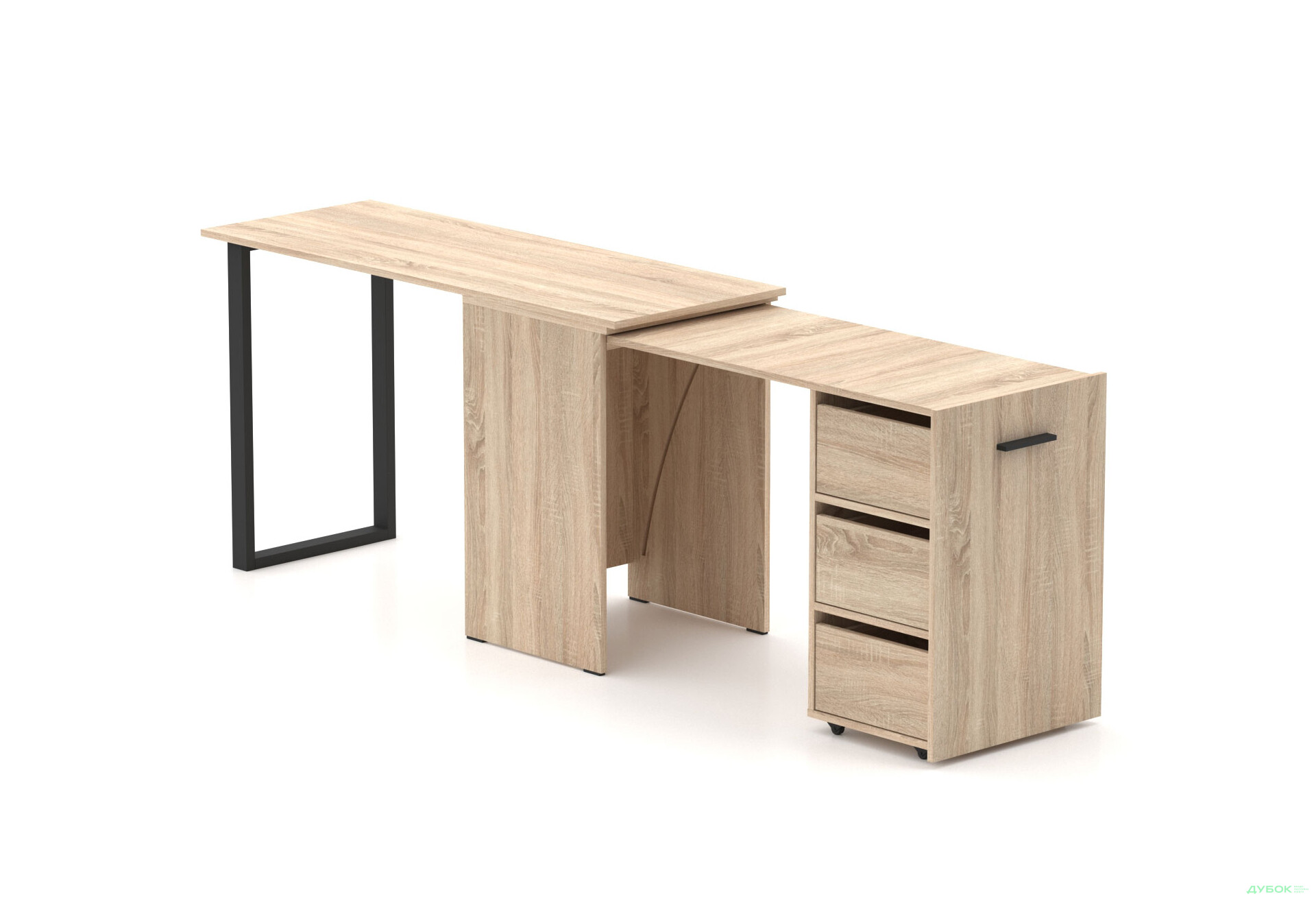 Изображение 4 - Стол-трансформер Knap Knap Hobana+Jambo / Хобана+Джамбо Ш3 с дополнительной поворотной столешницей и ящиками, Дуб сонома