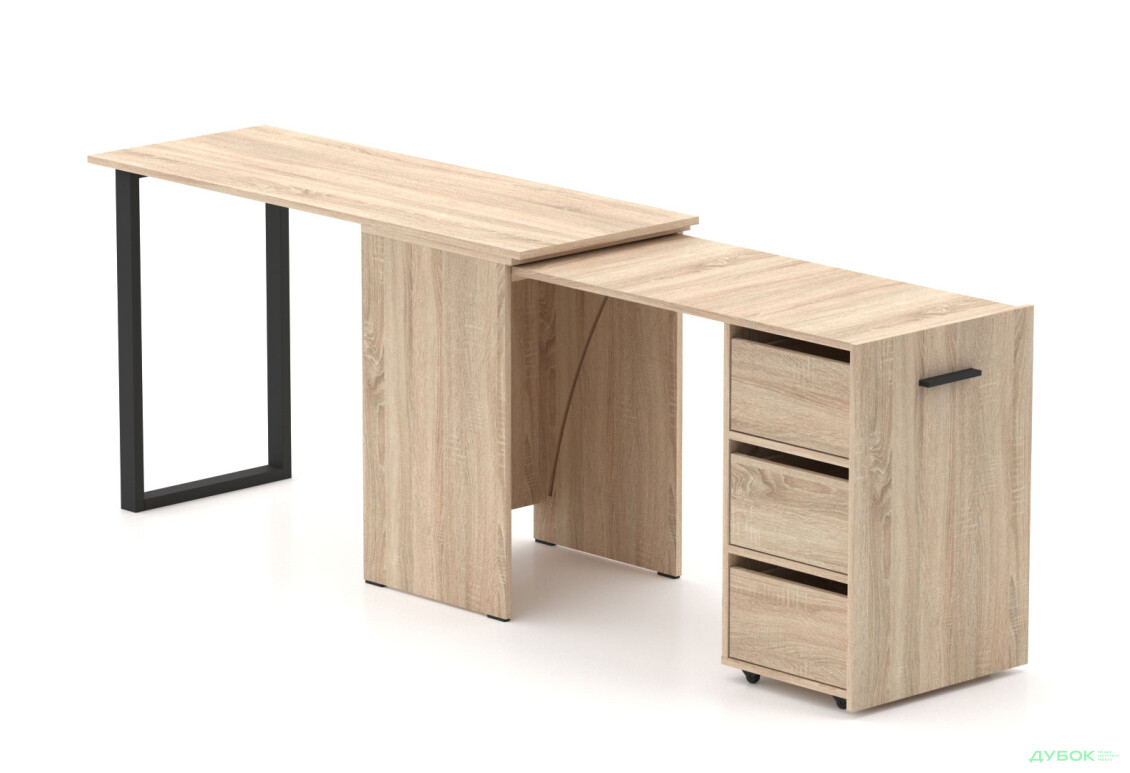 Изображение 4 - Стол-трансформер Knap Knap Hobana+Jambo / Хобана+Джамбо Ш3 с дополнительной поворотной столешницей и ящиками, Дуб сонома