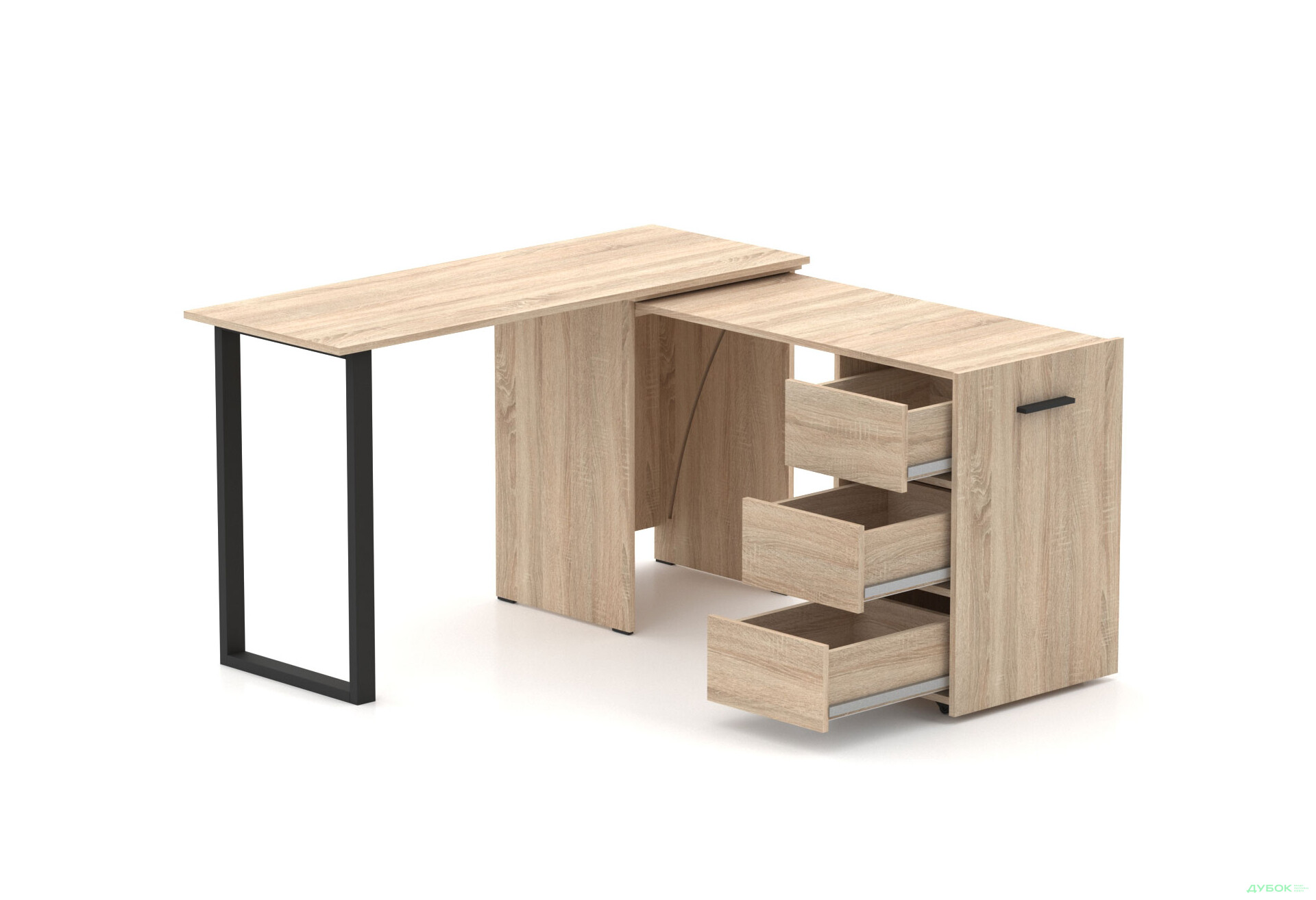 Изображение 1 - Стол-трансформер Knap Knap Hobana+Jambo / Хобана+Джамбо Ш3 с дополнительной поворотной столешницей и ящиками, Дуб сонома