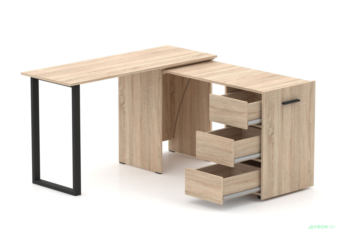 Стол-трансформер Knap Knap Hobana+Jambo / Хобана+Джамбо Ш3 с дополнительной поворотной столешницей и ящиками, Дуб сонома
