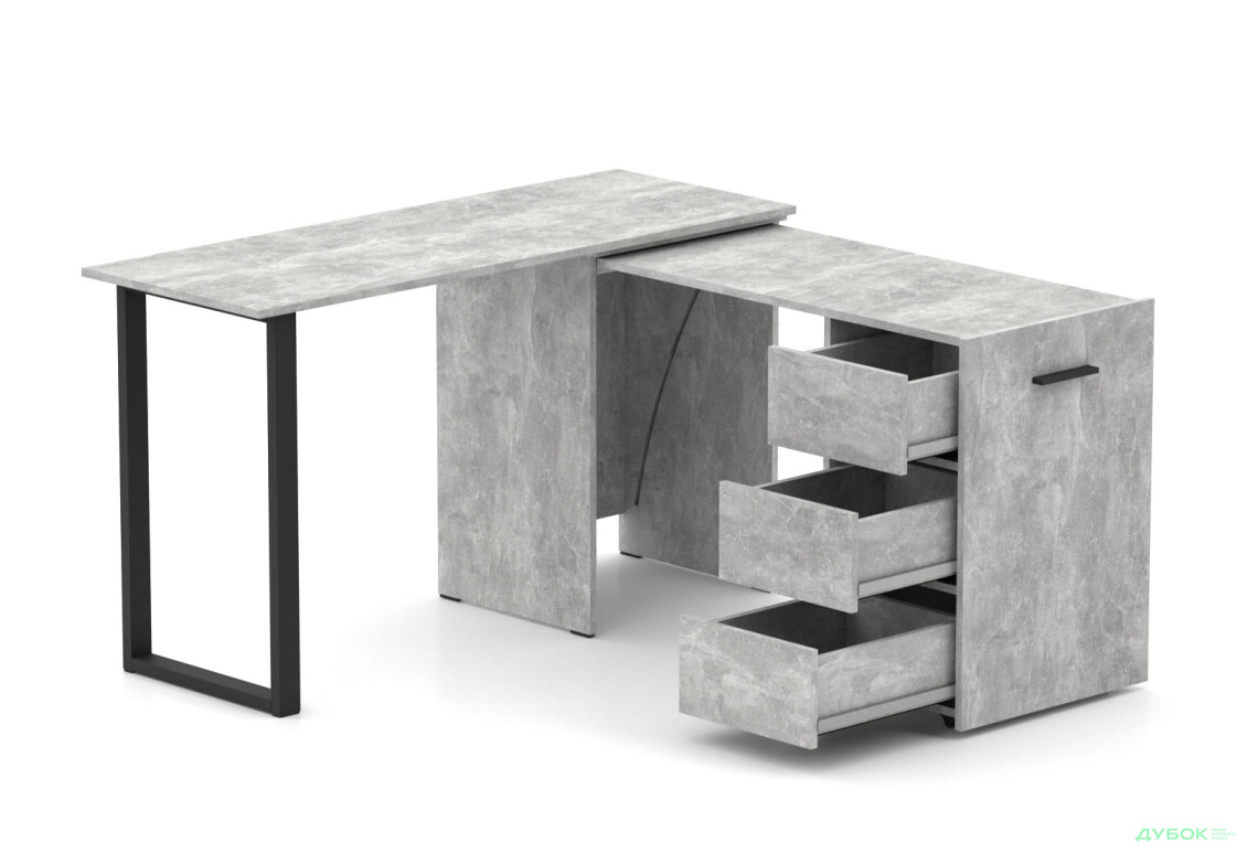 Стол-трансформер Knap Knap Hobana+Jambo / Хобана+Джамбо Ш3 с дополнительной поворотной столешницей и ящиками, Ателье светлый