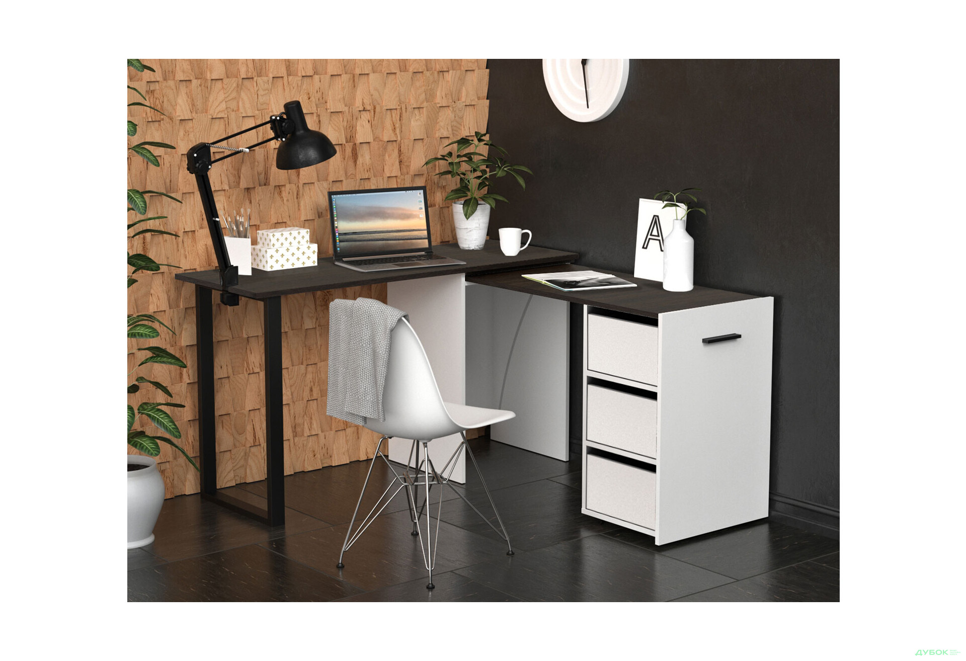 Изображение 6 - Стол-трансформер Knap Knap Hobana+Jambo / Хобана+Джамбо Ш3 с дополнительной поворотной столешницей и ящиками, Белый / Венге