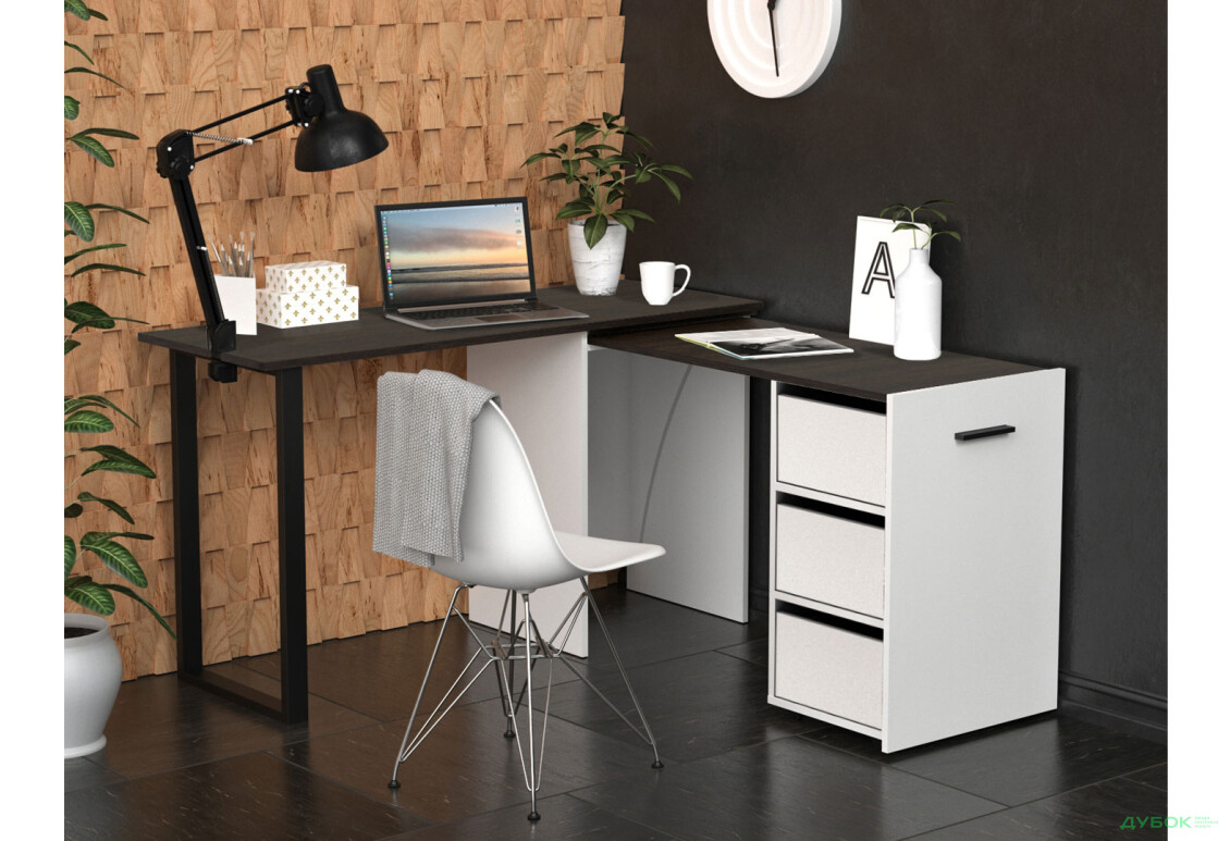 Изображение 6 - Стол-трансформер Knap Knap Hobana+Jambo / Хобана+Джамбо Ш3 с дополнительной поворотной столешницей и ящиками, Белый / Венге