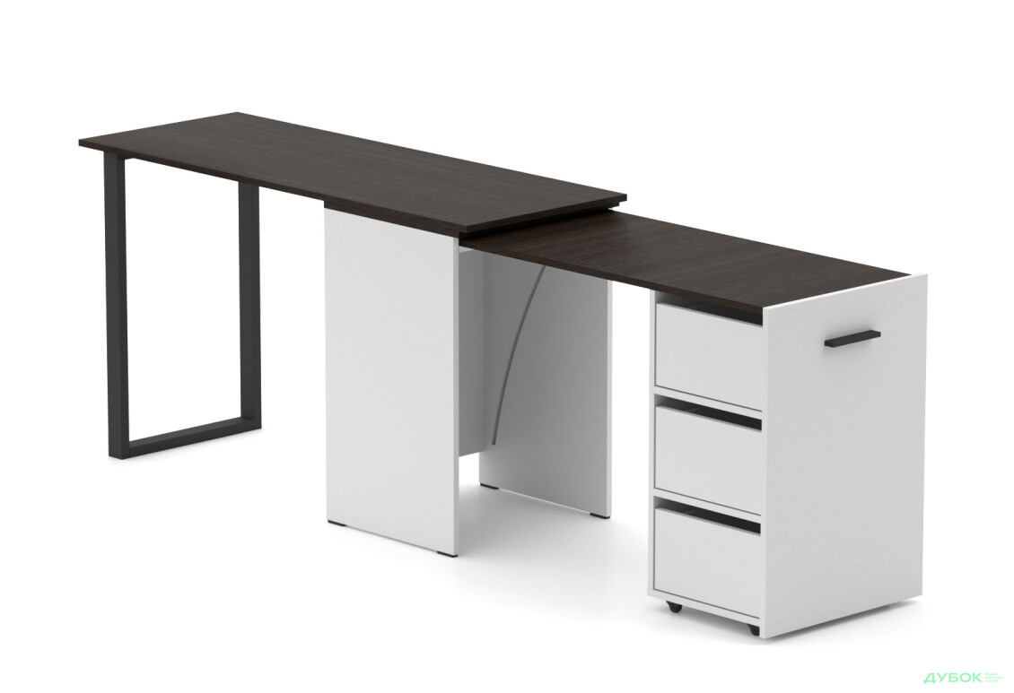 Изображение 4 - Стол-трансформер Knap Knap Hobana+Jambo / Хобана+Джамбо Ш3 с дополнительной поворотной столешницей и ящиками, Белый / Венге