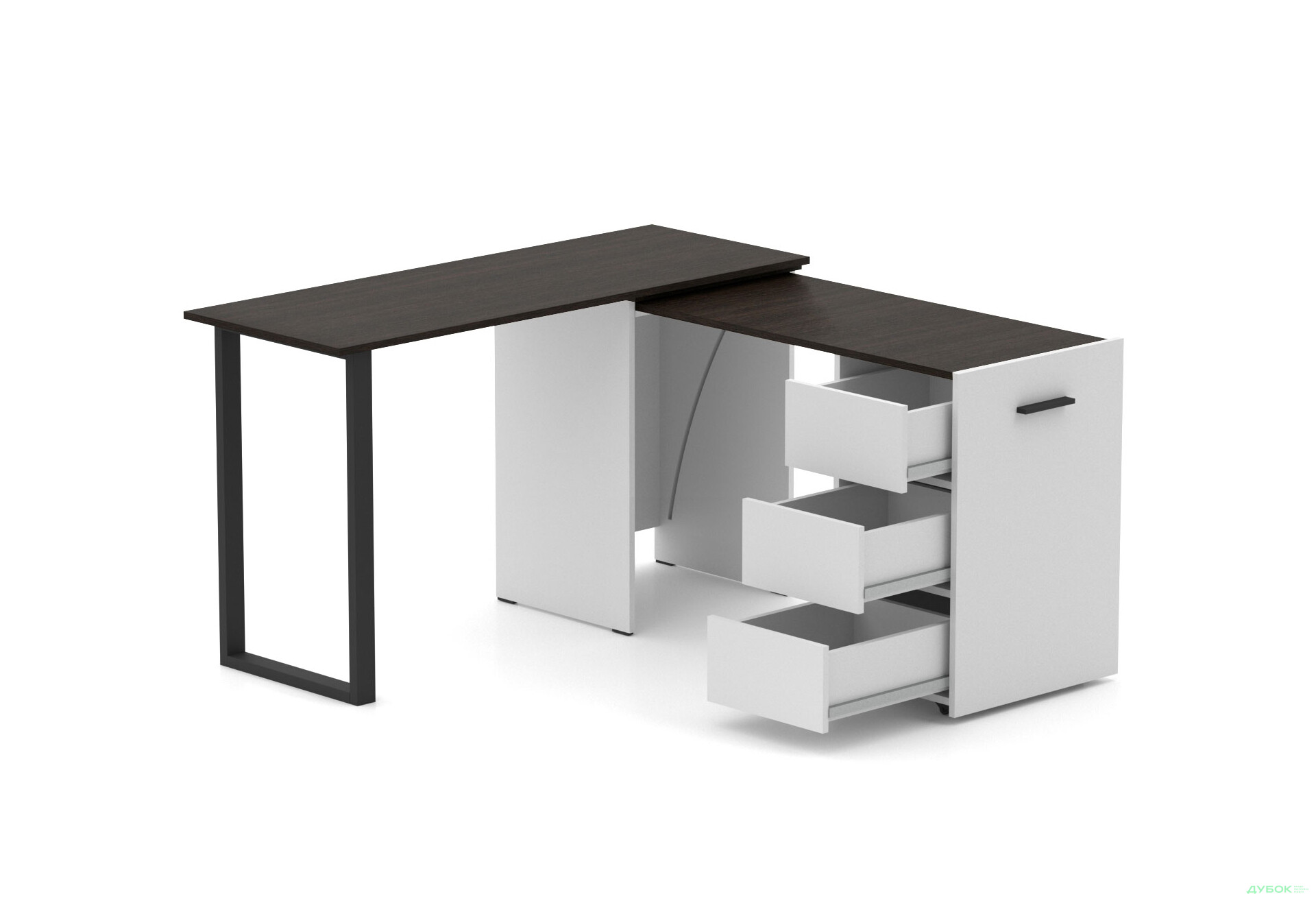 Изображение 1 - Стол-трансформер Knap Knap Hobana+Jambo / Хобана+Джамбо Ш3 с дополнительной поворотной столешницей и ящиками, Белый / Венге