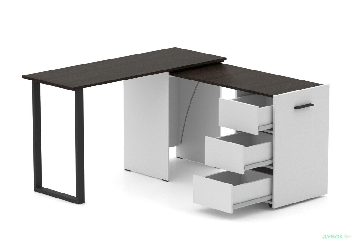 Стол-трансформер Knap Knap Hobana+Jambo / Хобана+Джамбо Ш3 с дополнительной поворотной столешницей и ящиками, Белый / Венге