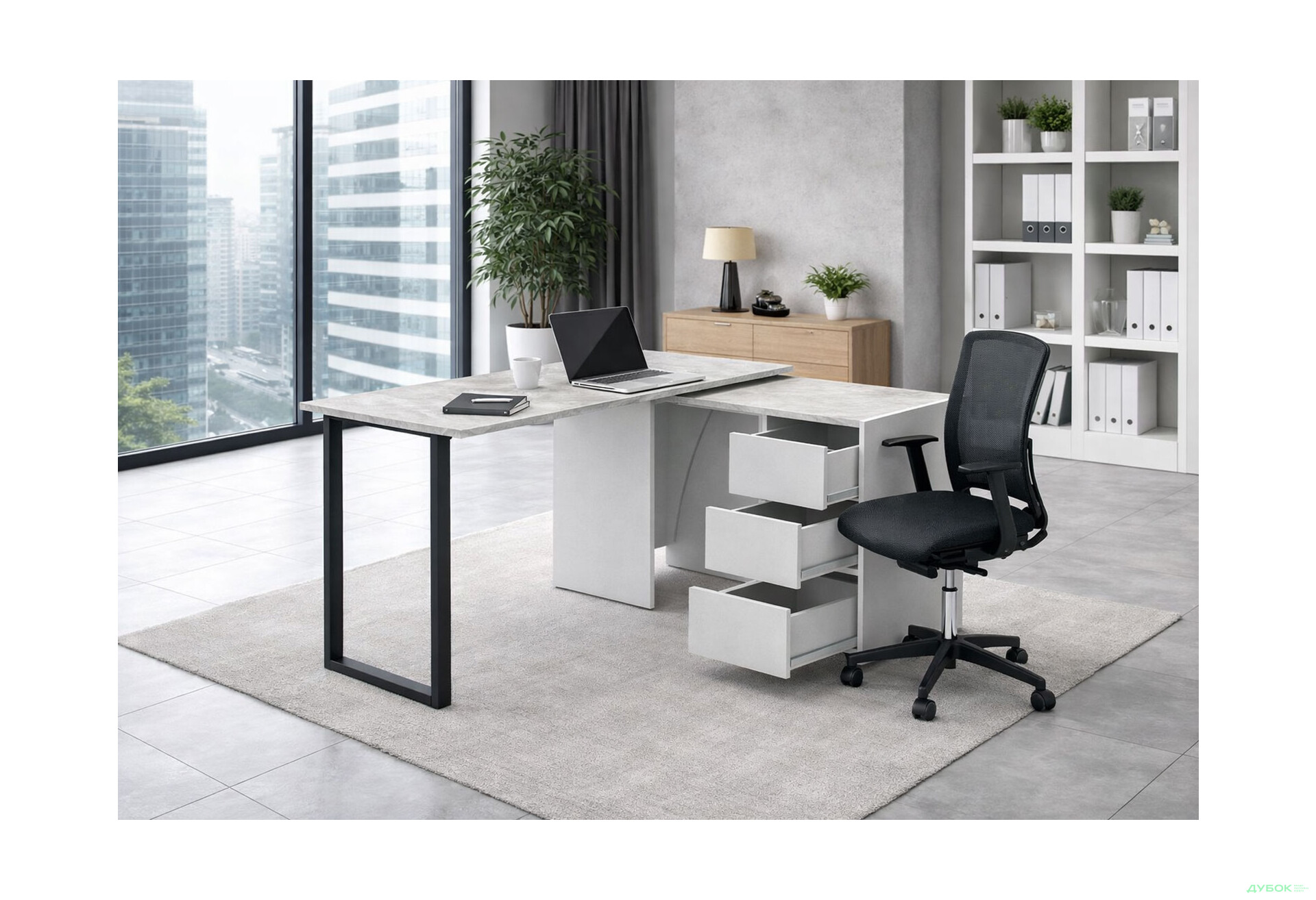 Зображення 2 - Стіл-трансформер Knap Knap Hobana+Jambo / Хобана+Джамбо Ш3 з додатковою поворотною стільницею та шухлядами, Білий / Ательє світлий