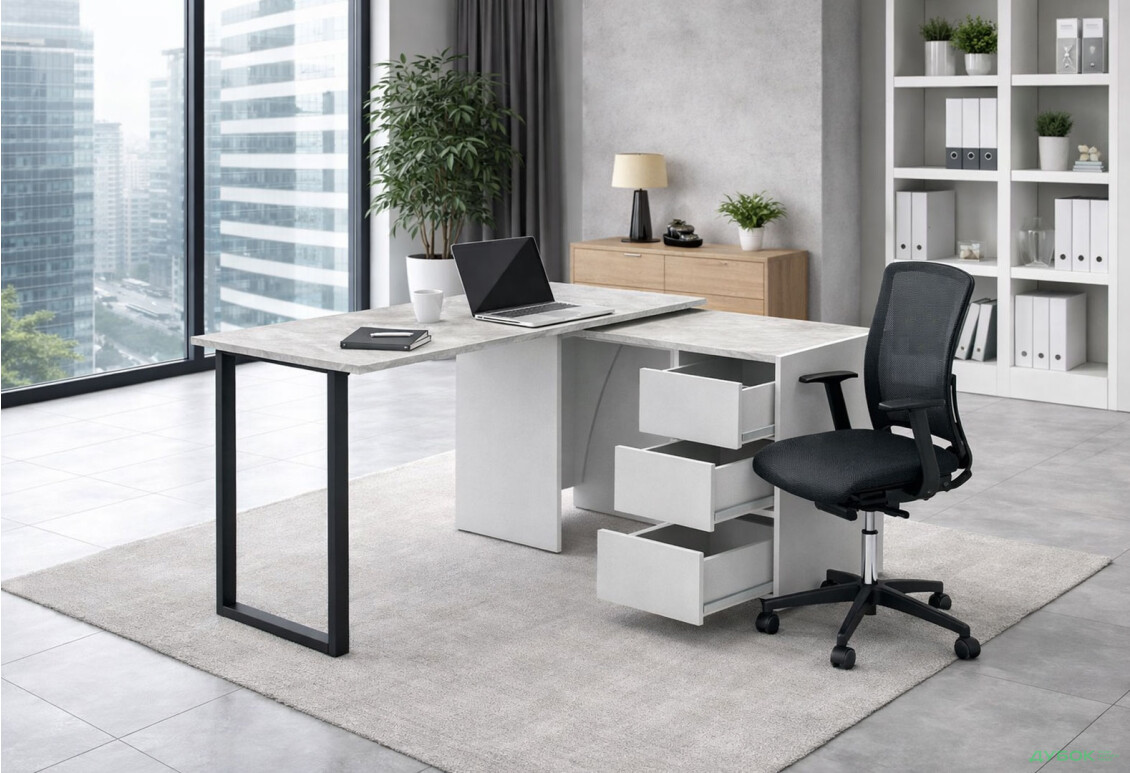 Зображення 2 - Стіл-трансформер Knap Knap Hobana+Jambo / Хобана+Джамбо Ш3 з додатковою поворотною стільницею та шухлядами, Білий / Ательє світлий