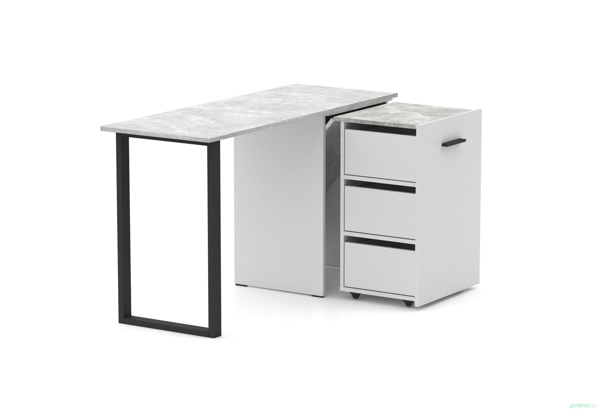 Изображение 2 - Стол-трансформер Knap Knap Hobana+Jambo / Хобана+Джамбо Ш3 с дополнительной поворотной столешницей и ящиками, Белый / Ателье светлый