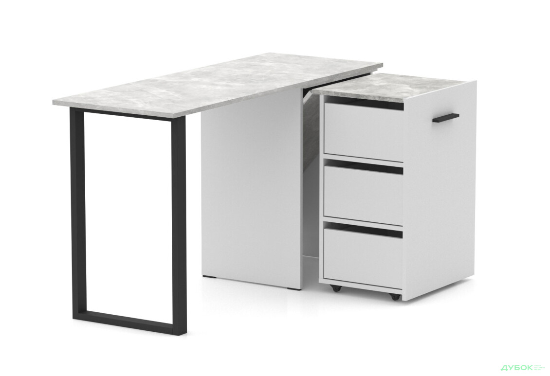 Изображение 2 - Стол-трансформер Knap Knap Hobana+Jambo / Хобана+Джамбо Ш3 с дополнительной поворотной столешницей и ящиками, Белый / Ателье светлый