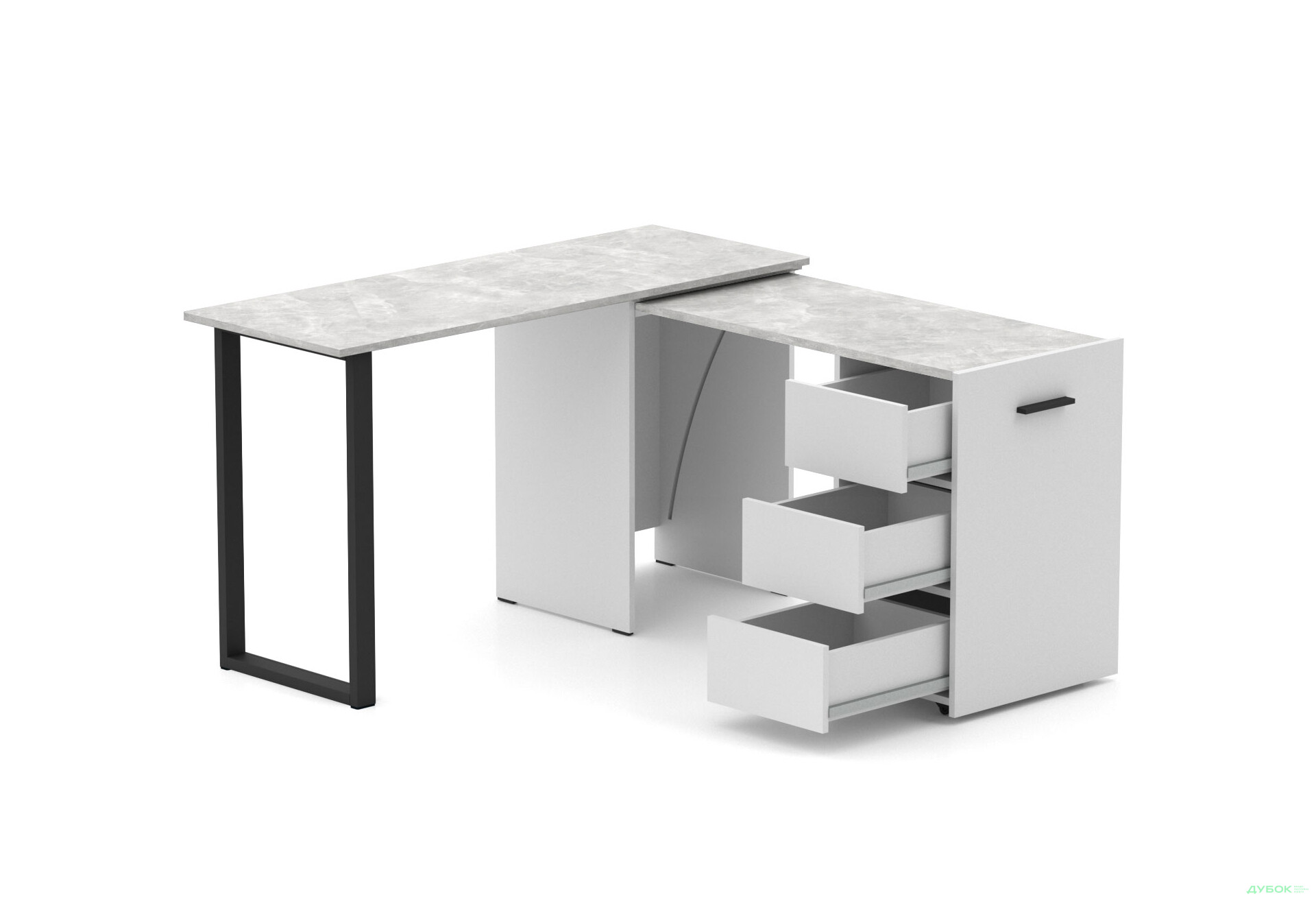 Изображение 1 - Стол-трансформер Knap Knap Hobana+Jambo / Хобана+Джамбо Ш3 с дополнительной поворотной столешницей и ящиками, Белый / Ателье светлый