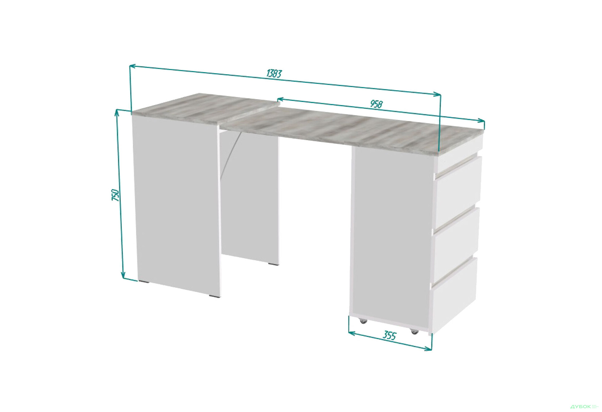 Изображение 4 - Стол-комод трансформер Knap Knap Shiron / Широн с ящиками, Белый