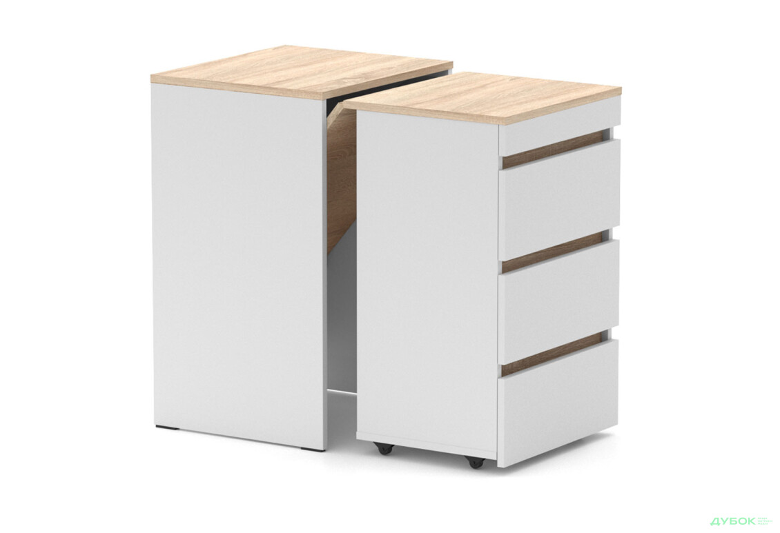 Зображення 2 - Стіл-комод трансформер Knap Knap Shiron / Широн з шухлядами, Білий / Дуб сонома
