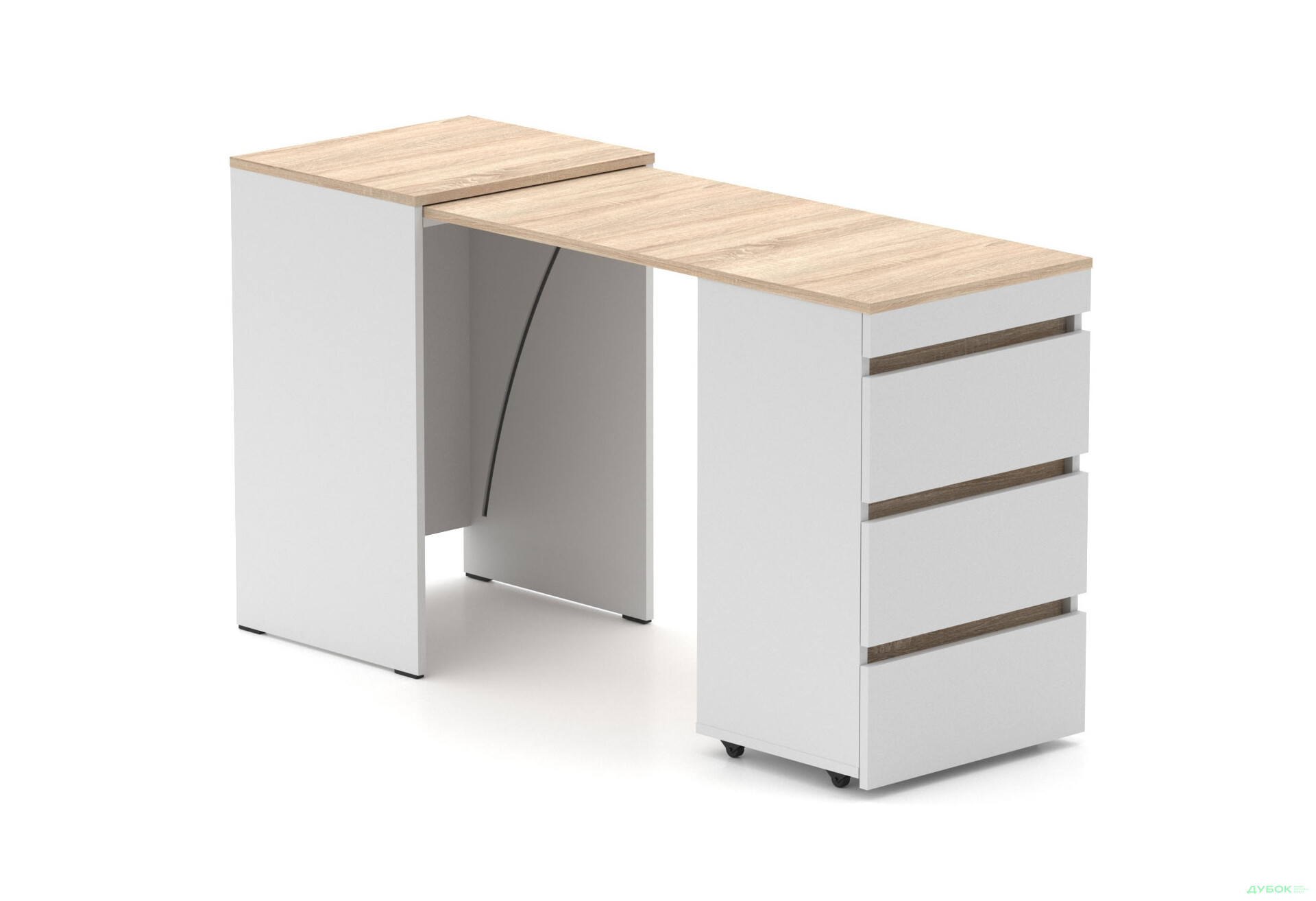 Зображення 1 - Стіл-комод трансформер Knap Knap Shiron / Широн з шухлядами, Білий / Дуб сонома