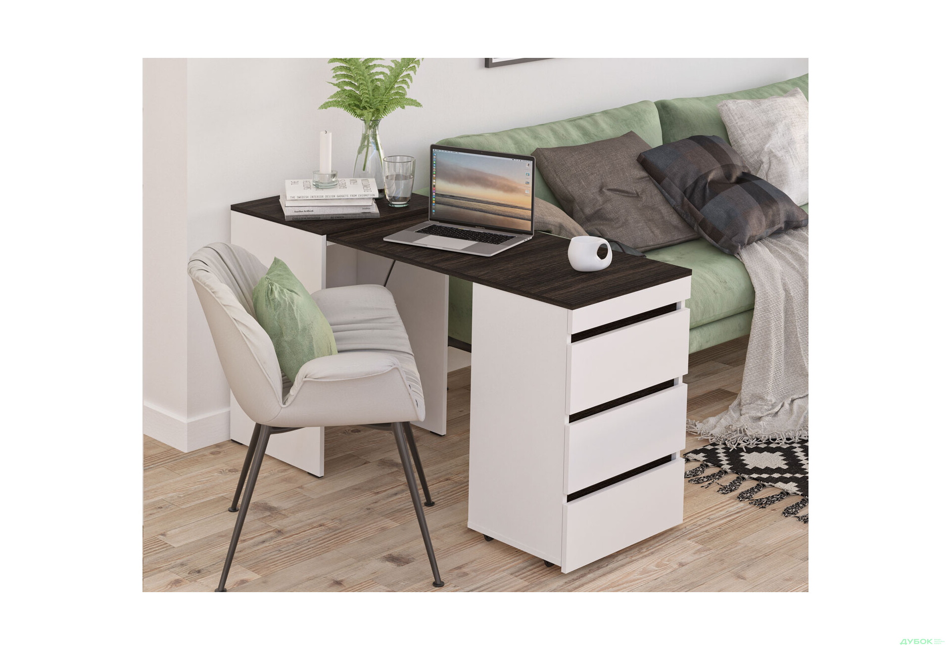 Зображення 5 - Стіл-комод трансформер Knap Knap Shiron / Широн з шухлядами, Білий / Венге