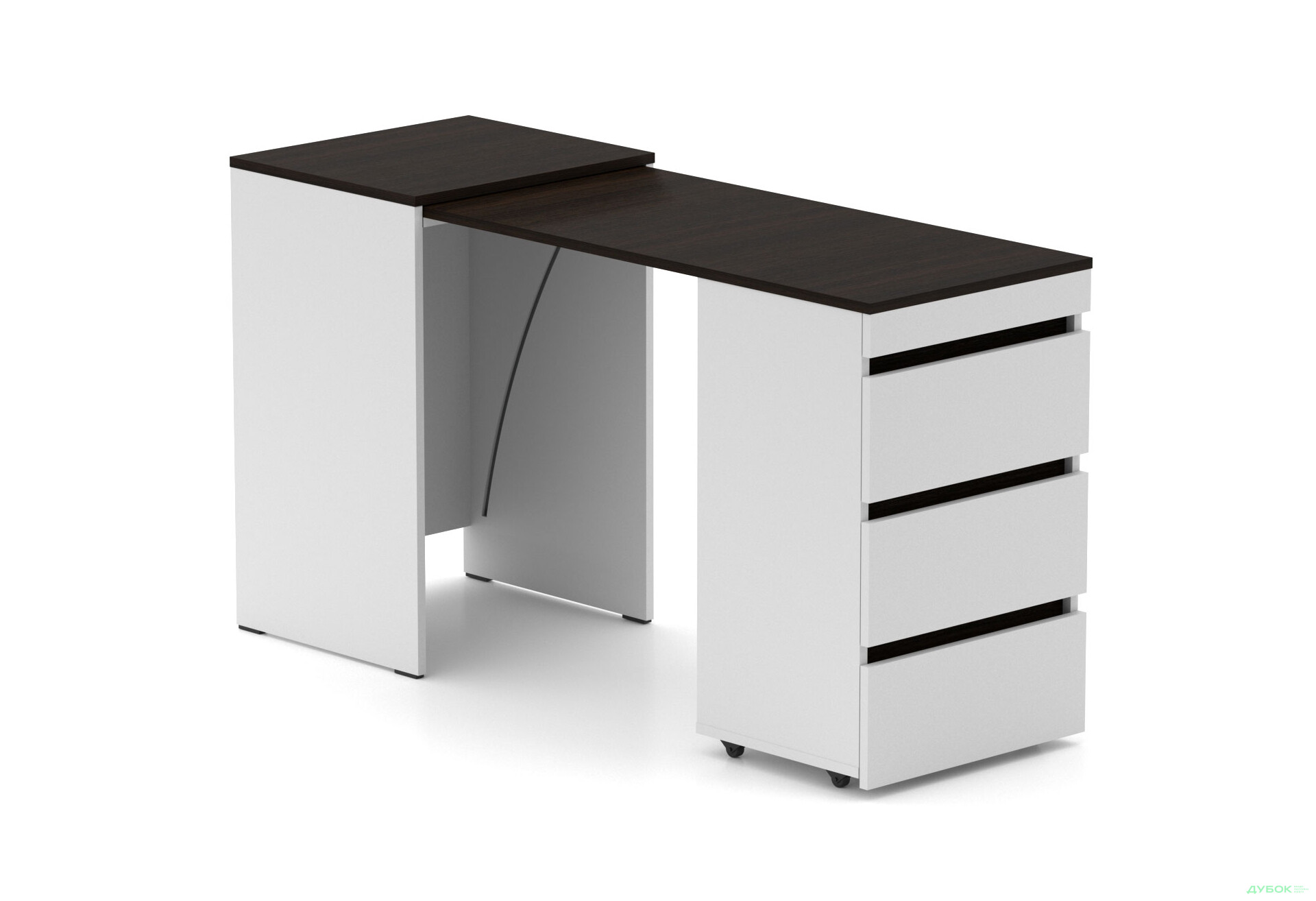Зображення 1 - Стіл-комод трансформер Knap Knap Shiron / Широн з шухлядами, Білий / Венге